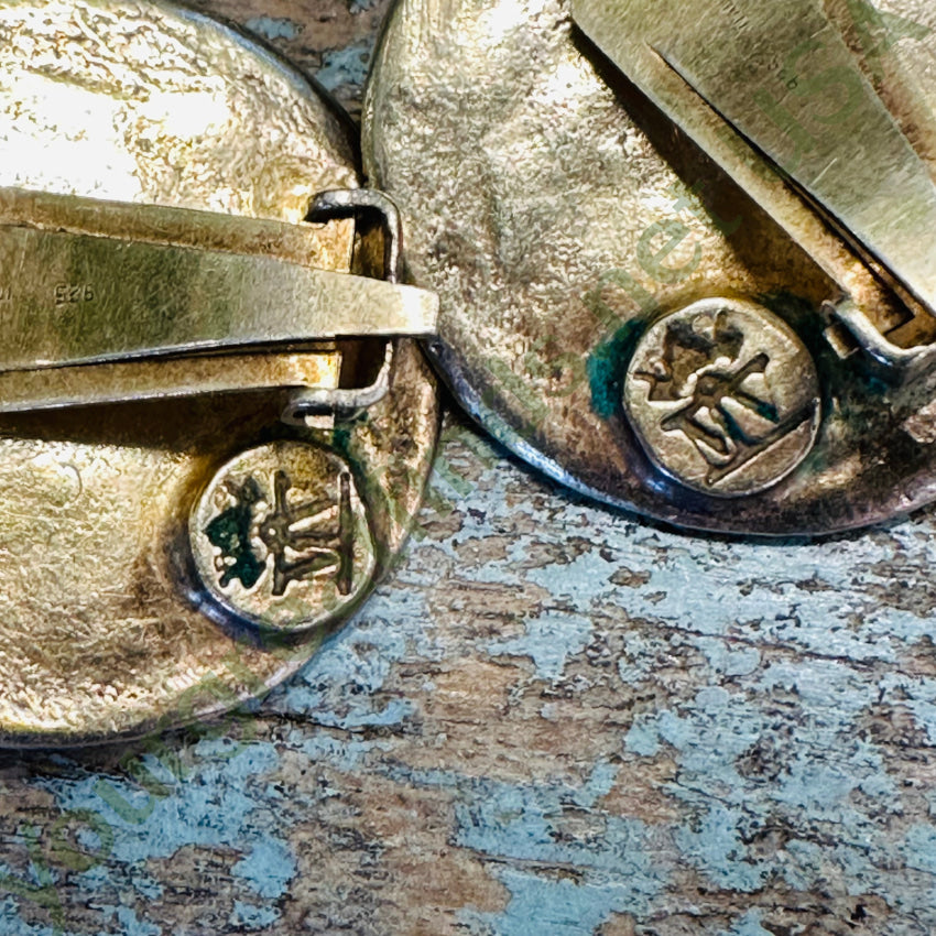 Vintage Gold Over Sterling Silver Medallion Clip Earrings - Italian Handmade Jewelry for Women - Perfect for Parties, Weddings & Special Occasions