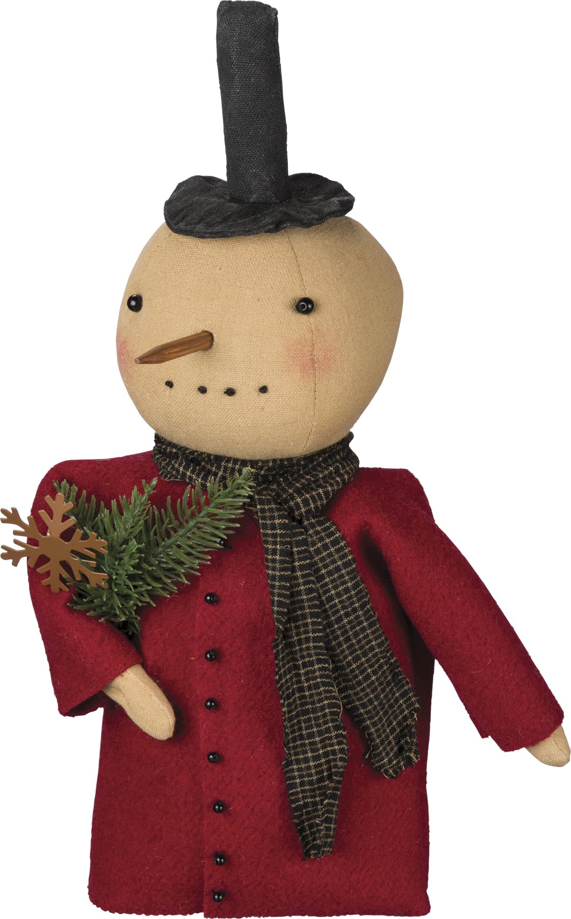 Primitives by Kathy Standing Snowman in Red Coat - Rustic Holiday Decor for Christmas, Winter Home Decor, and Festive Tabletop Display