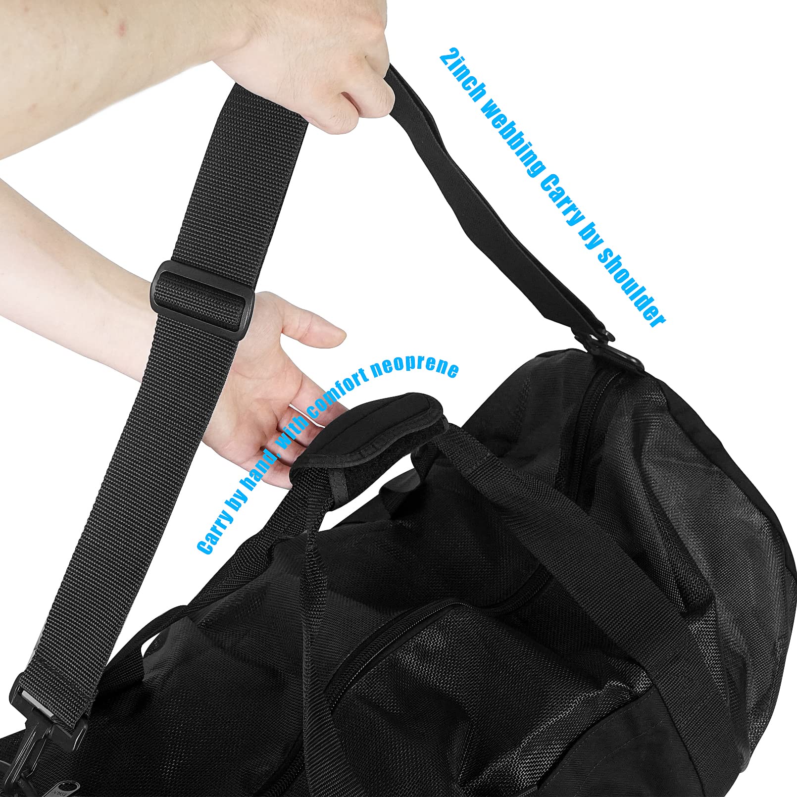 **Luwint Heavy Duty Waterproof Dive Duffle Bag - Large Mesh Scuba Gear Bag for Diving, Snorkeling, Travel & Beach - Perfect for Swimming, Pool Trips & Water Sports (Black)**    **Usage Scenarios:** Ideal for scuba diving trips, beach vacations, swimming competitions, and outdoor water adventures.
