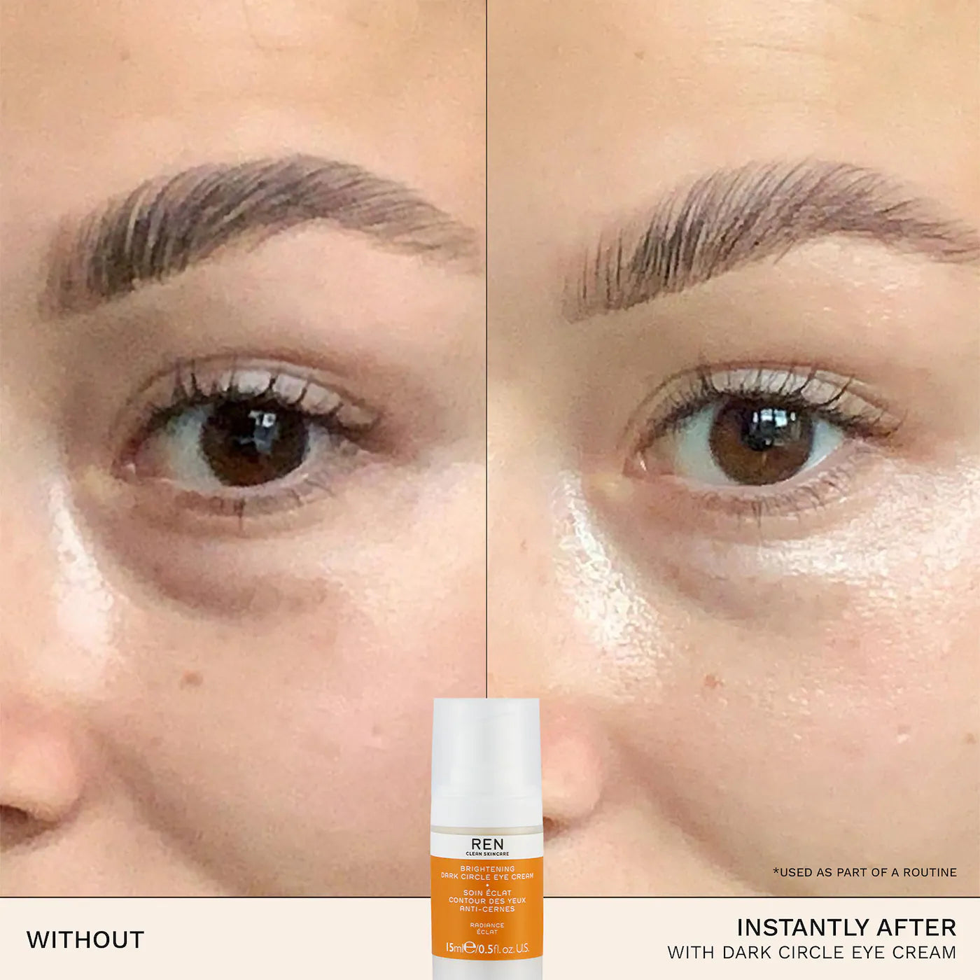 REN Clean Skincare Brightening Dark Circle Eye Cream 15ml - Reduce Puffiness & Dark Circles - Vegan & Cruelty-Free - Perfect for Nighttime Skincare Routine & Travel