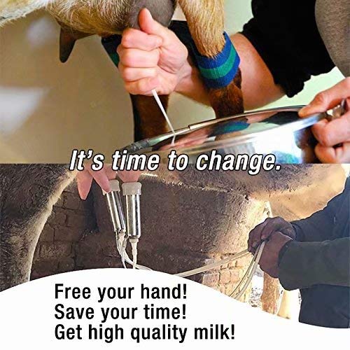 Portable Electric Cow Milking Machine with 2 Teat Cups - Adjustable Vacuum Pump & 5L Milk Container - Ideal for Jerseys, Nigerian Dwarfs & Nubian Mix Cows - Perfect for Small Farms, Homesteads & Dairy Production