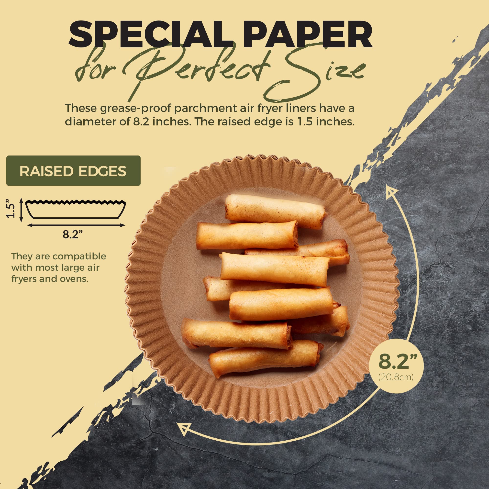 100 PCS Air Fryer Disposable Paper Liners - 8.2 Inch Nonstick Parchment Sheets for Air Fryer, Instant Pot & Convection Oven | Greaseproof & Waterproof Baking Liners | Perfect for Healthy Cooking, Meal Prep & Quick Cleanup - FERN & HAVEN