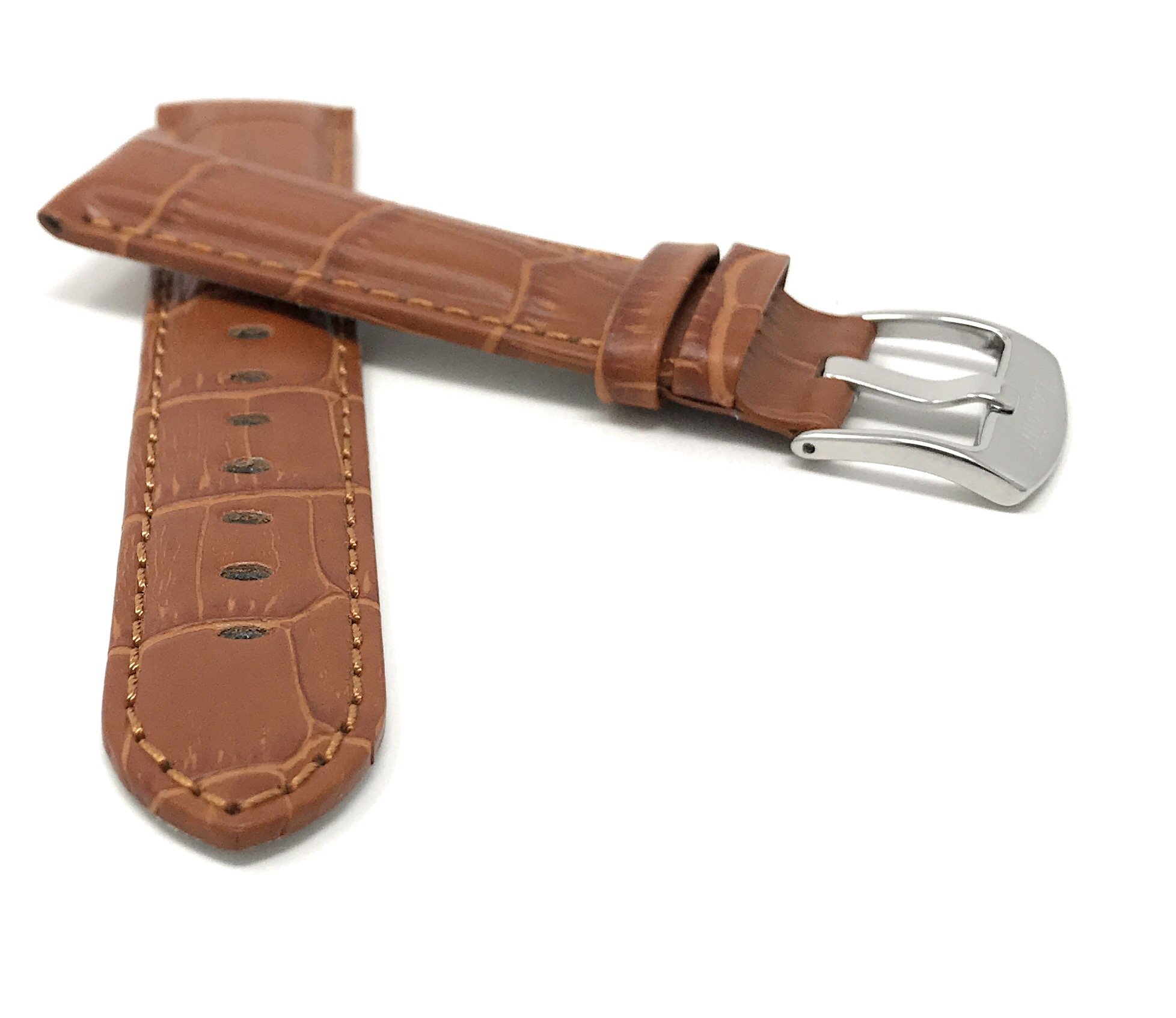 Men's 20mm Alligator Leather Watch Band - Classic & Smart Watch Strap Replacement for Daily Wear