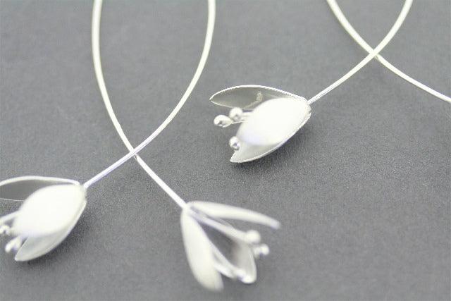Double Blossom Drop Earrings - Sterling Silver Dangle Earrings for Women - Perfect for Weddings, Parties & Everyday Wear