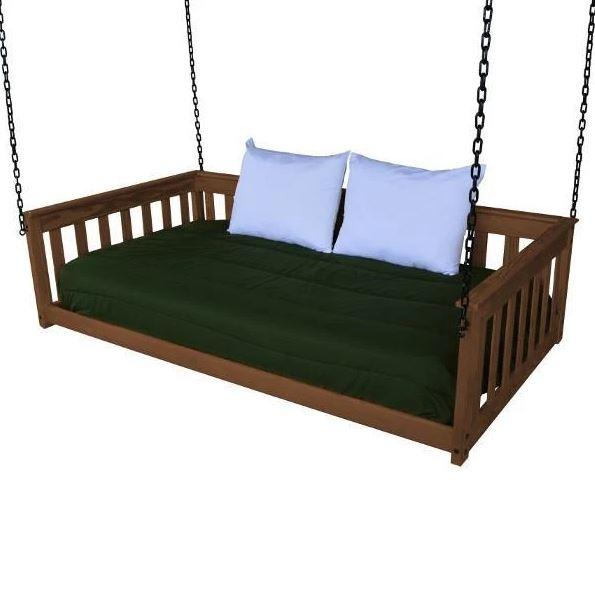 A & L Furniture Mission Style Hanging Daybed with Heavy Duty Chain - Perfect for Porch, Patio, Garden & Outdoor Relaxation