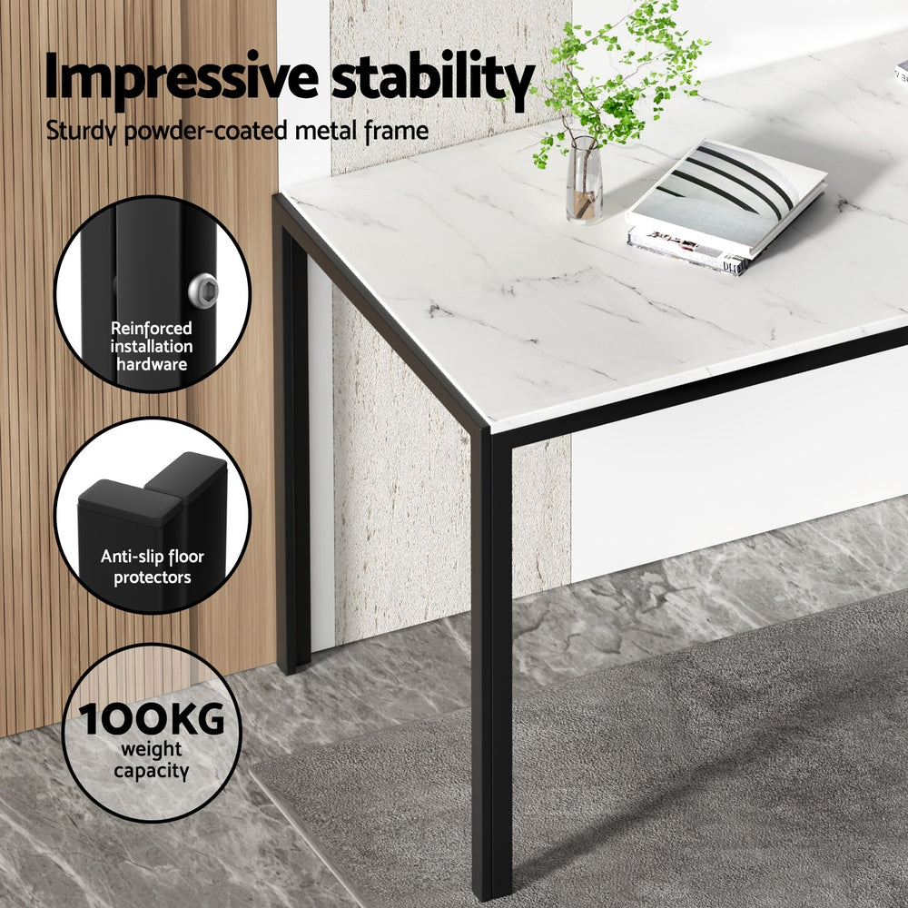 Artiss 5-Piece Dining Table Set with 4 Chairs - Marble Effect Top, Modern Kitchen & Dining Room Furniture for Small Spaces - Perfect for Breakfast Nook, Apartment Dining, and Family Gatherings