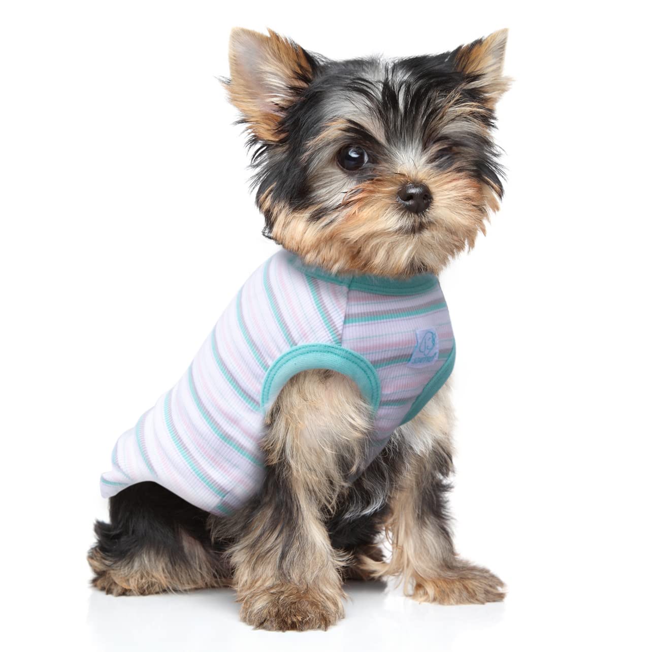 Striped Teacup Pet Dog T-Shirts - 100% Cotton Sleeveless Tank Vest for Small Dogs & Cats - Comfortable Puppy Clothes for Chihuahua, Yorkie - X-Small - Perfect for Summer Walks & Indoor Playtime