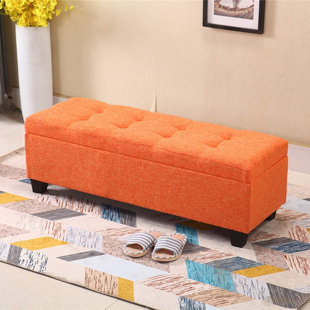 HXHN Foldable Storage Ottoman - Multifunctional Blanket Box, Toy Organizer, Shoe Bench, Footrest - Perfect for Living Room, Bedroom, Hallway (Orange, 60x40x40cm) - Great for Extra Seating, Home Decor & Storage Solutions