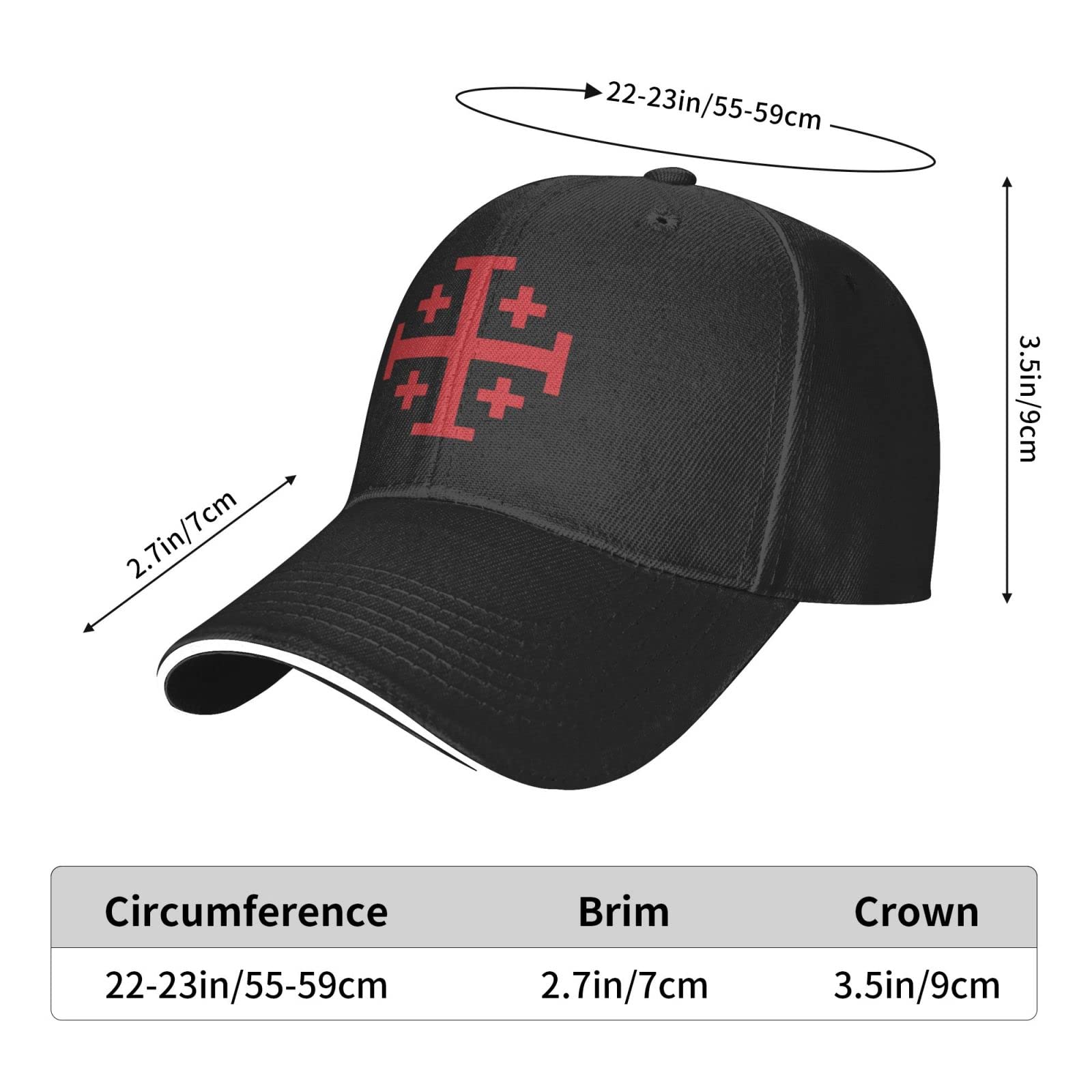 Jerusalem Catholic Cross Baseball Cap - Adjustable Trucker Hat for Golf & Outdoor Activities - Custom Black Christian Hat for Men & Women - Perfect for Church, Sports & Casual Wear