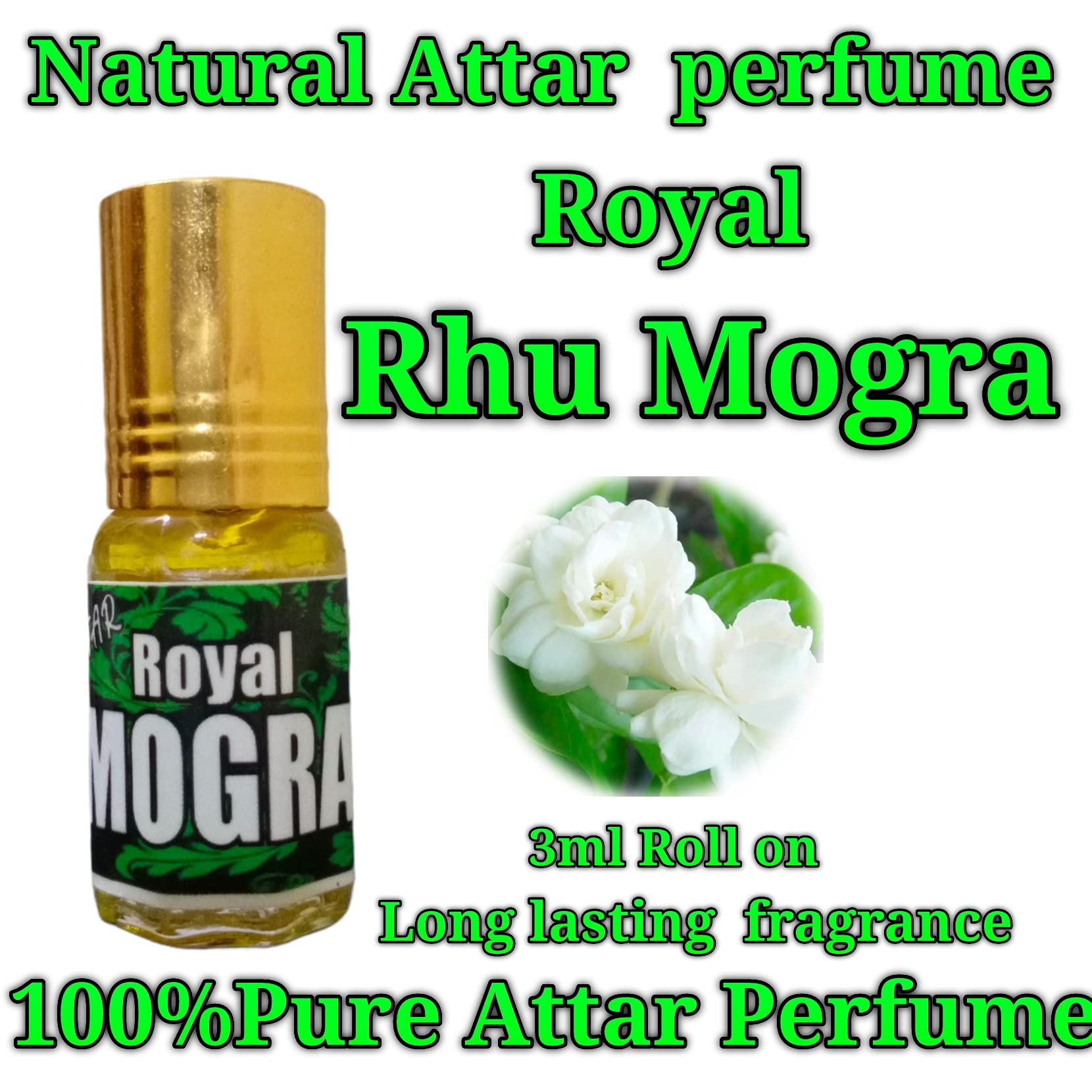 Attar Royal Mogra 3ml Roll-On Perfume Oil - Natural & Pure Fragrance for Men & Women | Unisex Scent | Perfect for Daily Wear, Special Occasions & Gift Giving