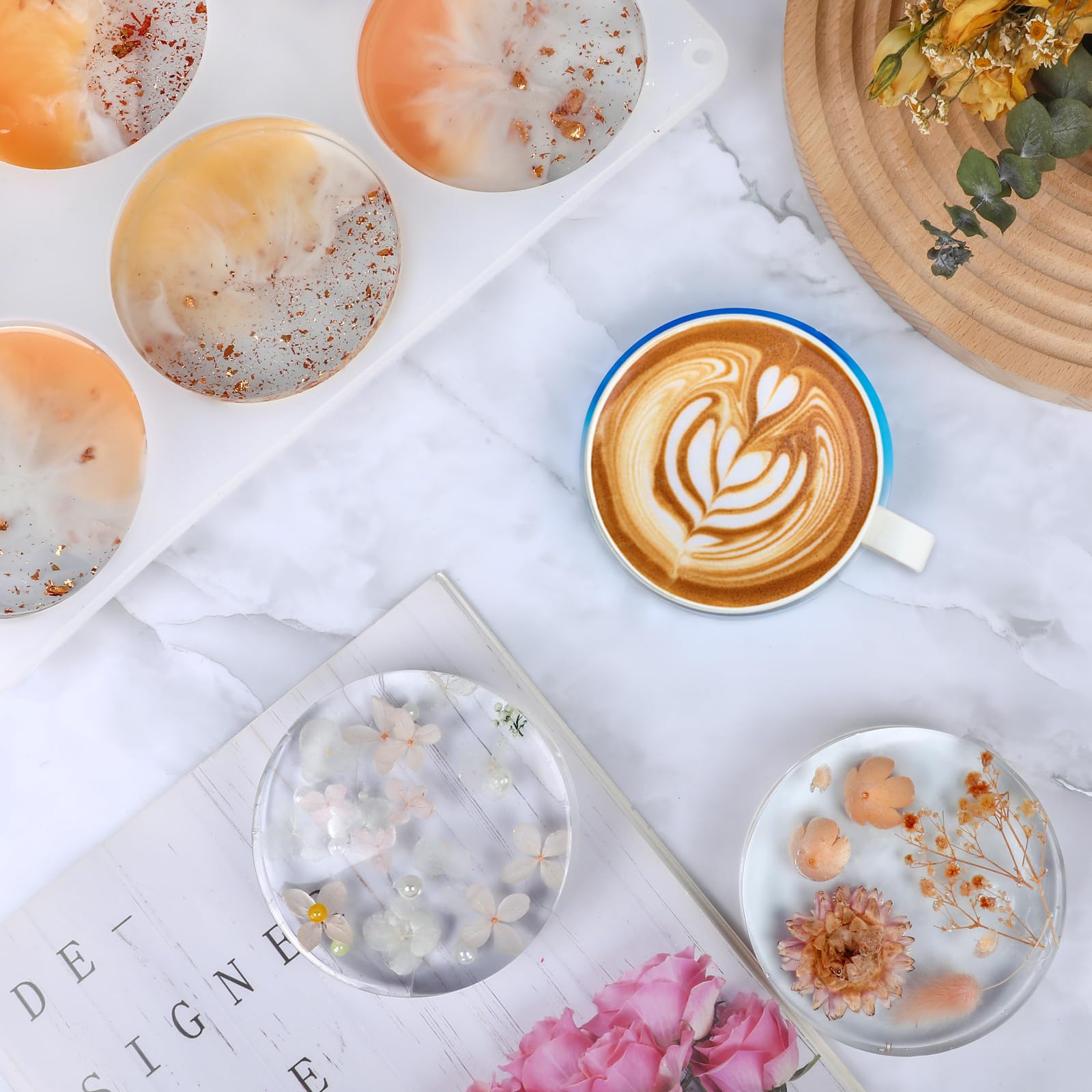 6-Cavity Large Round Silicone Coaster Molds for Epoxy Resin - Deep DIY Craft Molds for Resin Art, Home Decor & Unique Gifts (Perfect for Making Coasters, Jewelry Dishes & Resin Crafts)