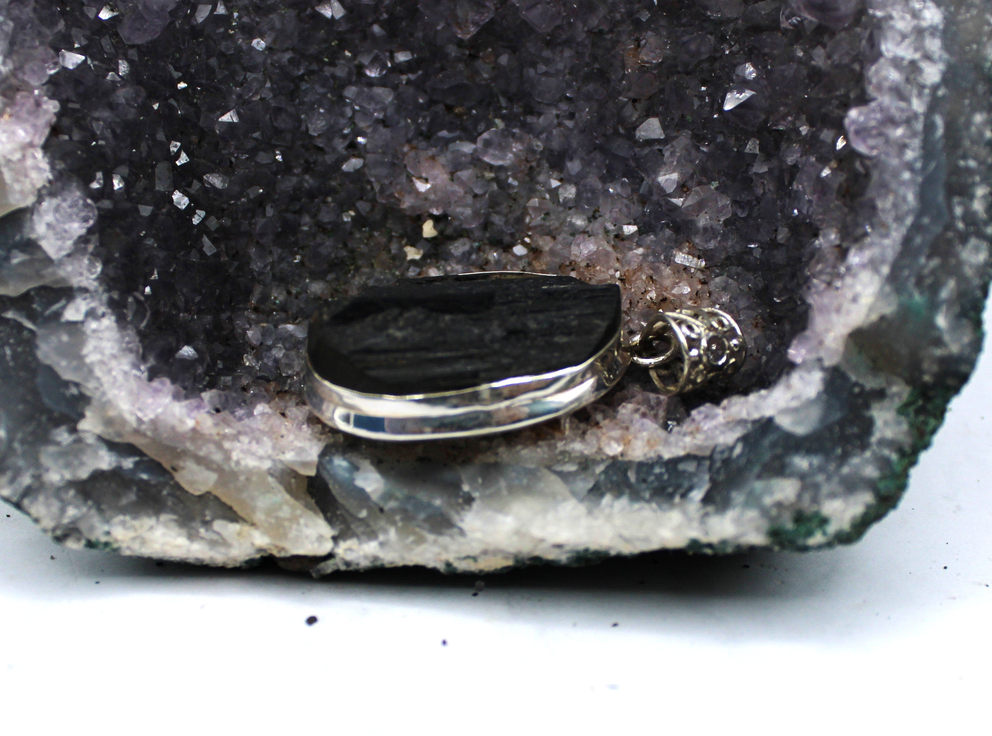 Black Tourmaline Pendant Necklace in 925 Sterling Silver - Protection Crystal Jewelry for Women, Men | Perfect for Meditation, Energy Healing & Everyday Wear