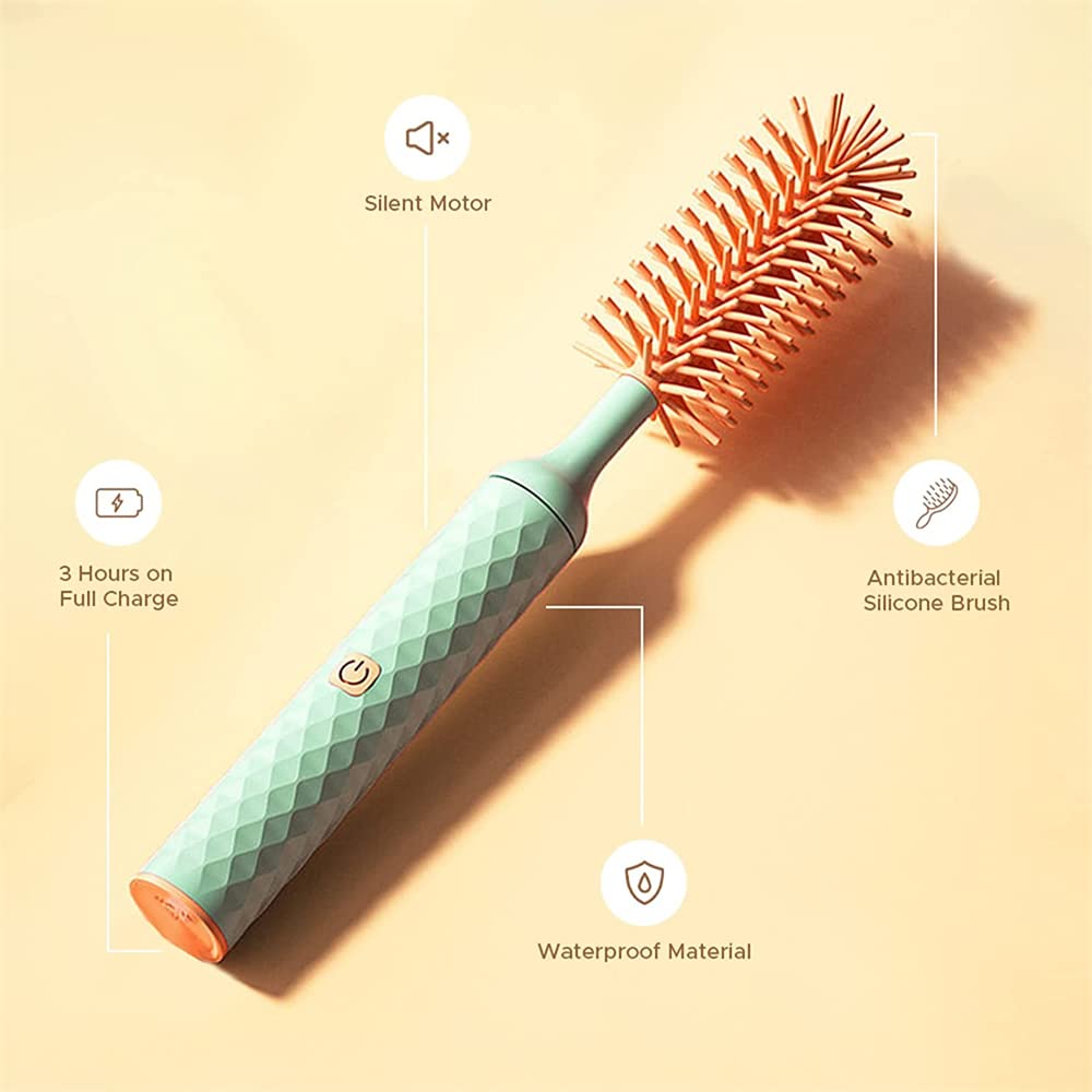Electric Silicone Bottle Brush Set - Rechargeable Baby Bottle Cleaner with Nipple & Straw Brush, 3-Piece Travel Cleaning Kit for Moms (Green) | Perfect for Home, Travel & Daycare Use