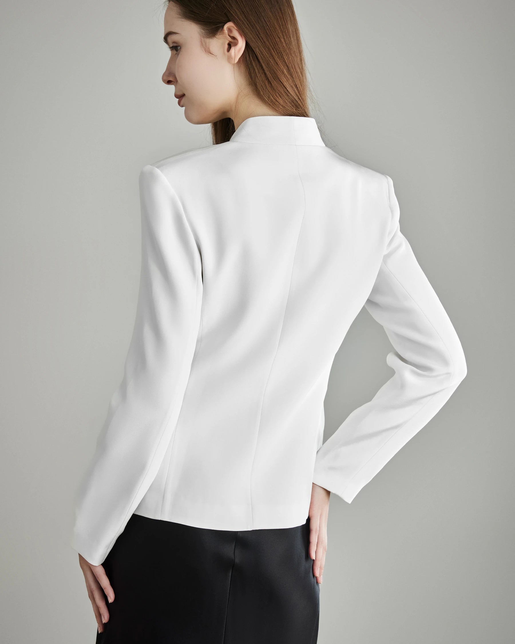 40 Momme Collarless Silk Blazer for Women - Luxury Lightweight Business Jacket - Office Wear & Evening Outfits - Perfect for Work, Weddings & Special Occasions