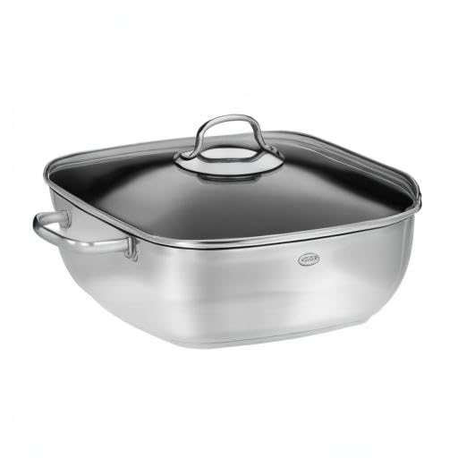 Rosle Premium Stainless Steel Braising Pan with Lid - 5QT Dutch Oven for Slow Cooking, Roasting & Stewing - Professional Kitchen Cookware for Home Chefs & Restaurants