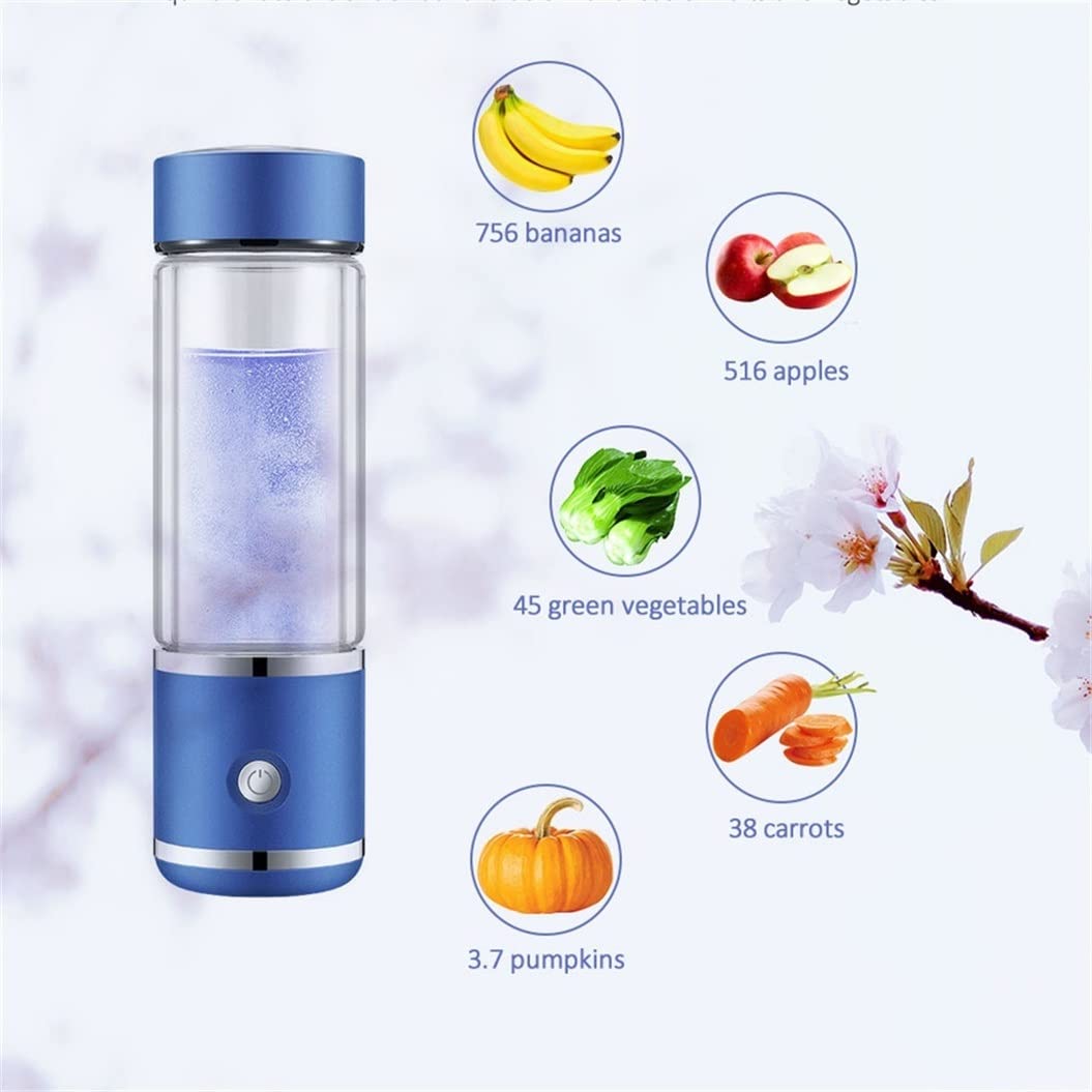 Premium Rechargeable Hydrogen Water Bottle with SPE PEM Technology - Portable Hydrogen Generator & Ionizer for Healthy Hydration - Includes Inhaler Adapter (Blue) - Perfect for Gym, Travel & Daily Detox