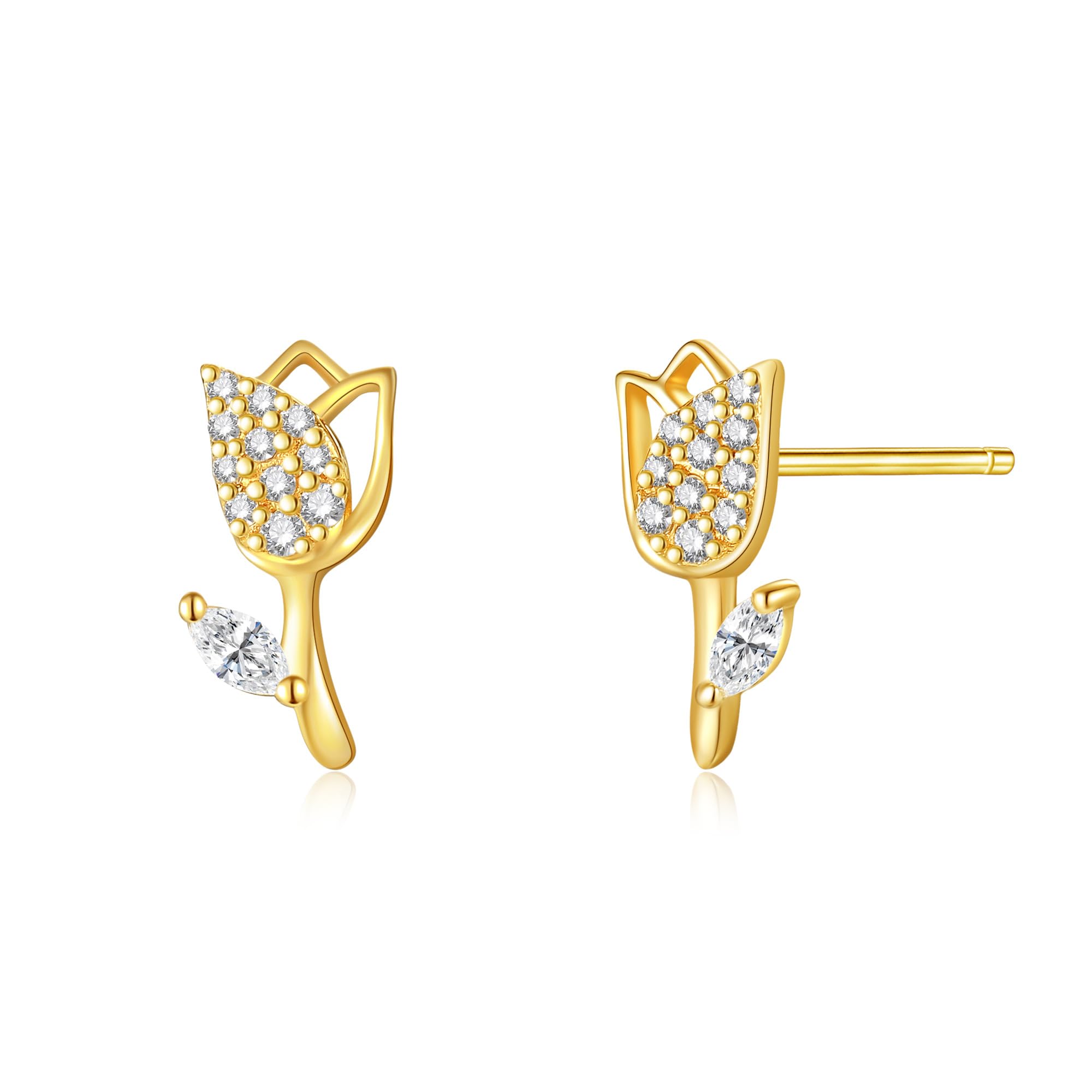 14K Solid Yellow Gold Flower and Infinity Heart Earrings for Women - Dainty Simple Jewelry Gift for Her, Girlfriend, Wife | Perfect for Valentine's Day, Anniversary, Birthday and Everyday Wear