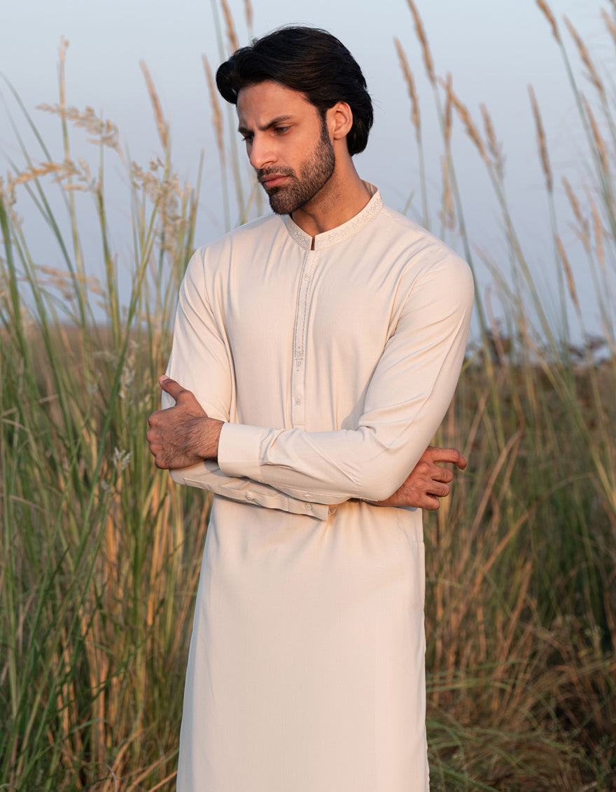 Elegant Blended Brown Shalwar Kameez by J. Junaid Jamshed - Premium Pakistani Traditional Outfit for Men - Perfect for Weddings, Eid & Special Occasions