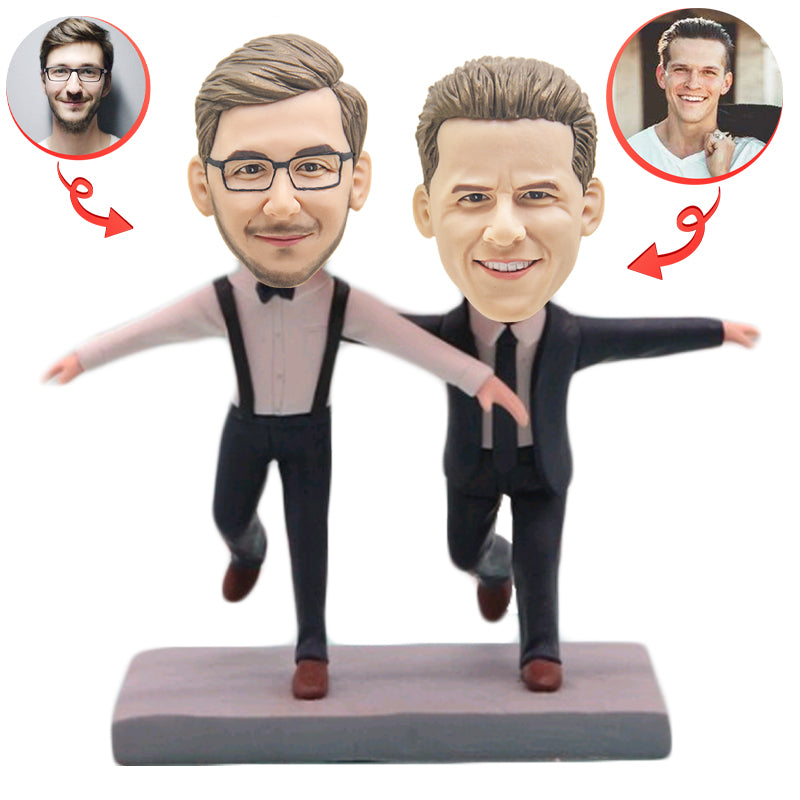Custom Same Sex Couple Bobbleheads - Personalized Gay Wedding Figurines - Unique Anniversary Gifts for Him & Him - Perfect for Weddings, Anniversaries & LGBTQ+ Celebrations