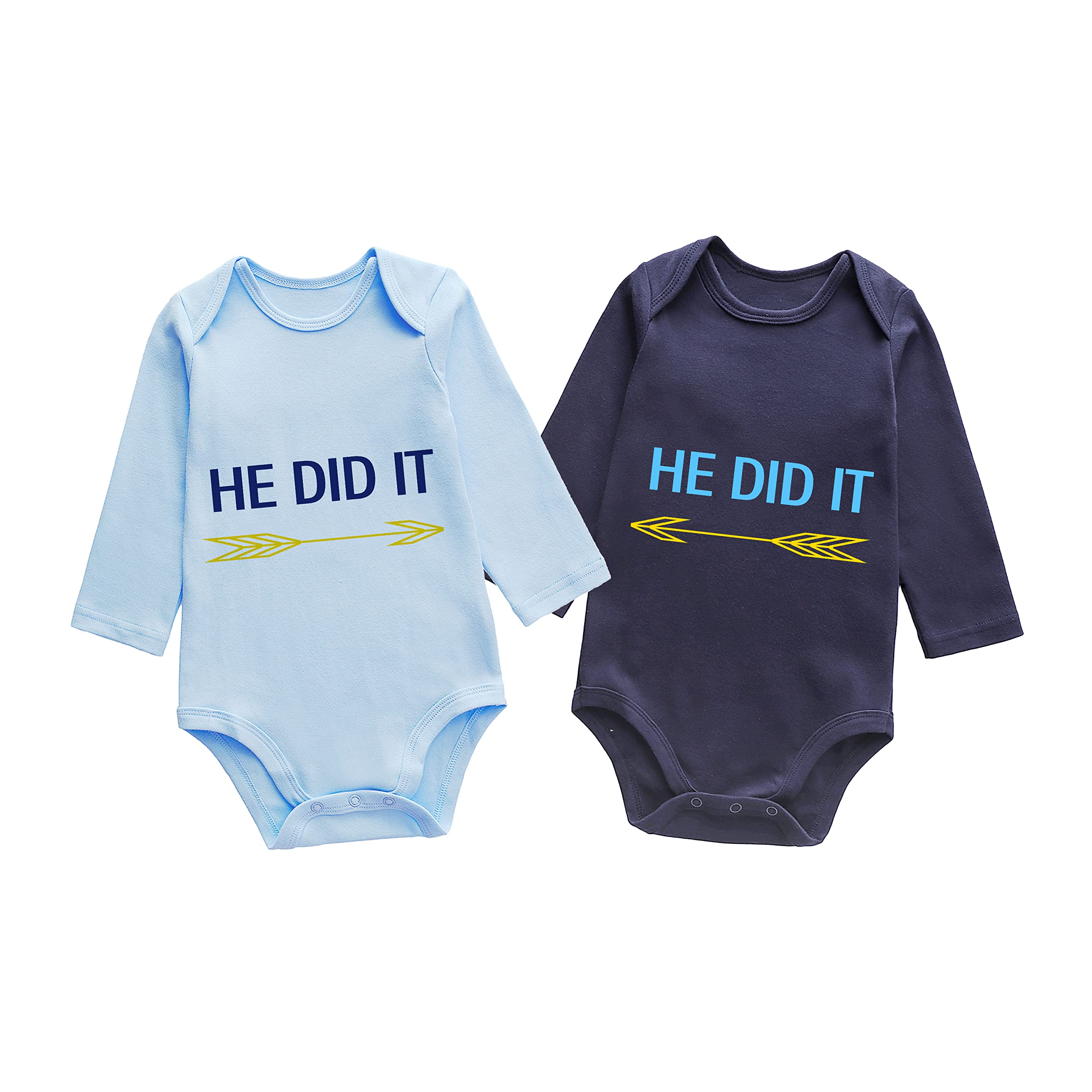 YSCULBUTOL Baby Twins Bodysuit - Matching Outfits for Boys & Girls | 'He Did It She Did It' Cute Baby Clothes | Perfect for Twin Photoshoots, Birthday Parties & Family Matching Outfits