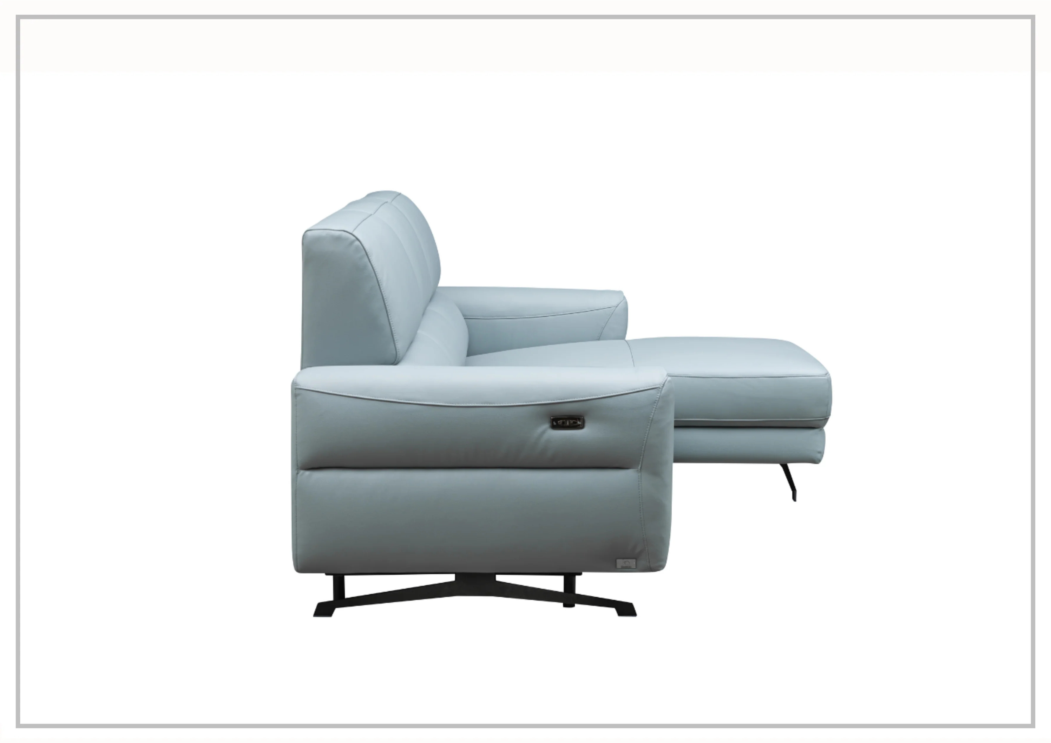 Klaussner Milano Blue Leather L-Shaped Power Reclining Sectional Sofa - Modern Living Room Furniture for Home Theater & Family Gatherings