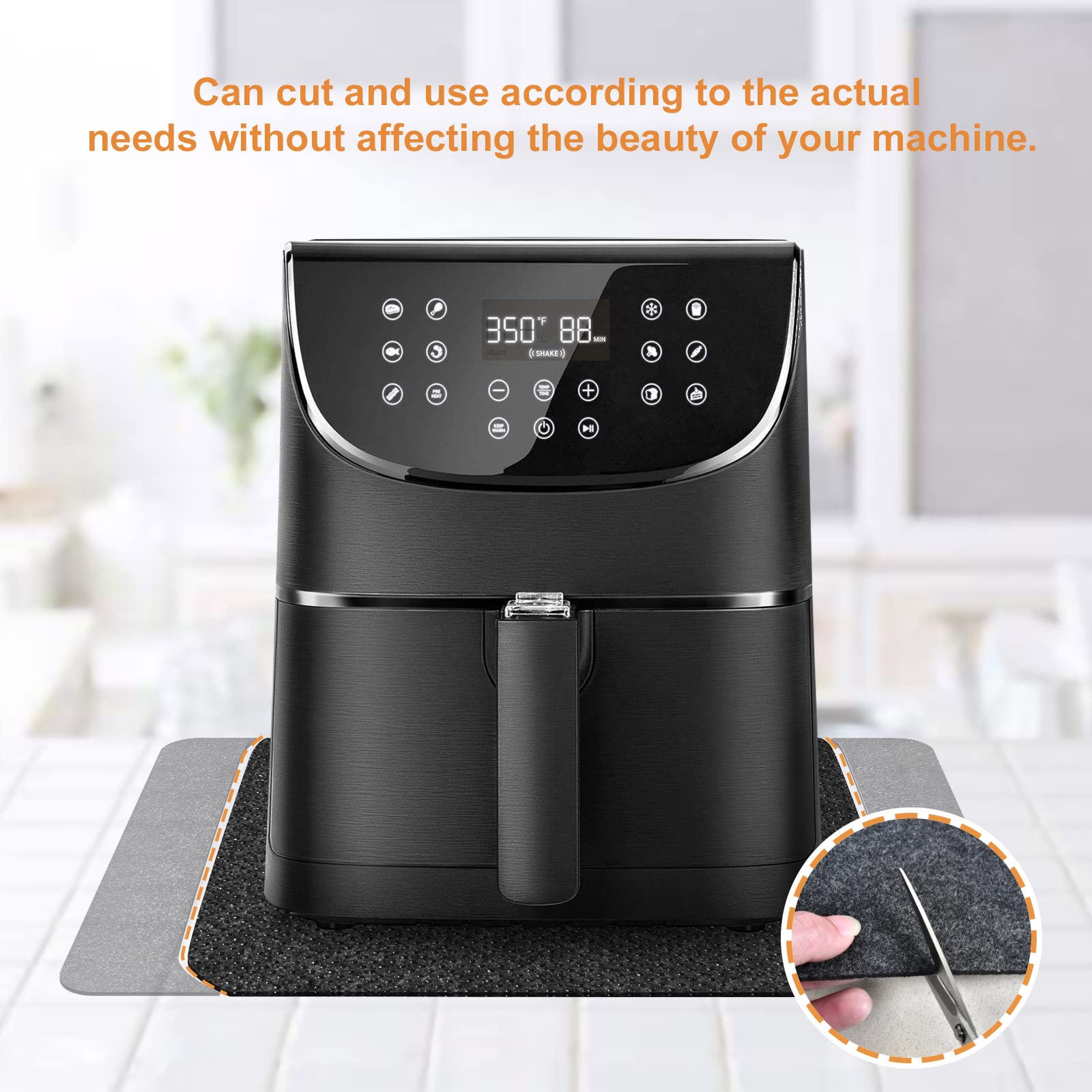 Heat Resistant Mat for Air Fryer - 2 Pack Non-Slip Silicone Countertop Protector Pads for Kitchen Appliances (Air Fryer, Blender, Coffee Maker, Toaster) - Perfect for Countertop Protection & Easy Cleaning
