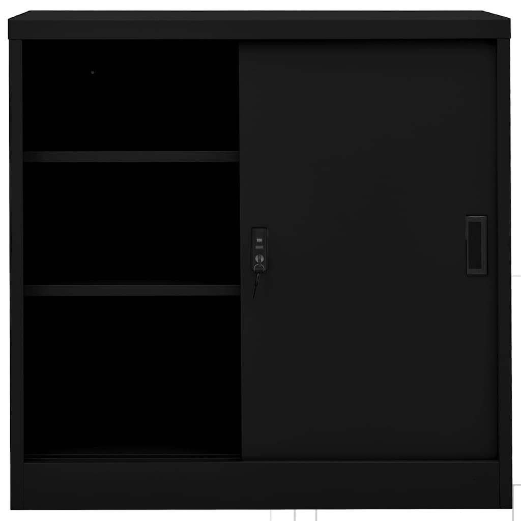 Black Steel Display Cabinet with Lock - 35.4