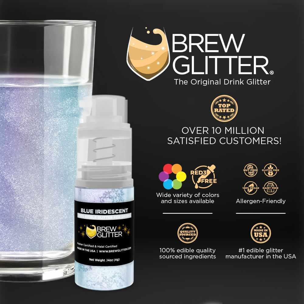 Blue Iridescent Beverage Glitter for Drinks | Mini Spray Pump Bottle - Perfect for Cocktails, Mocktails, Cupcakes & Party Decorations