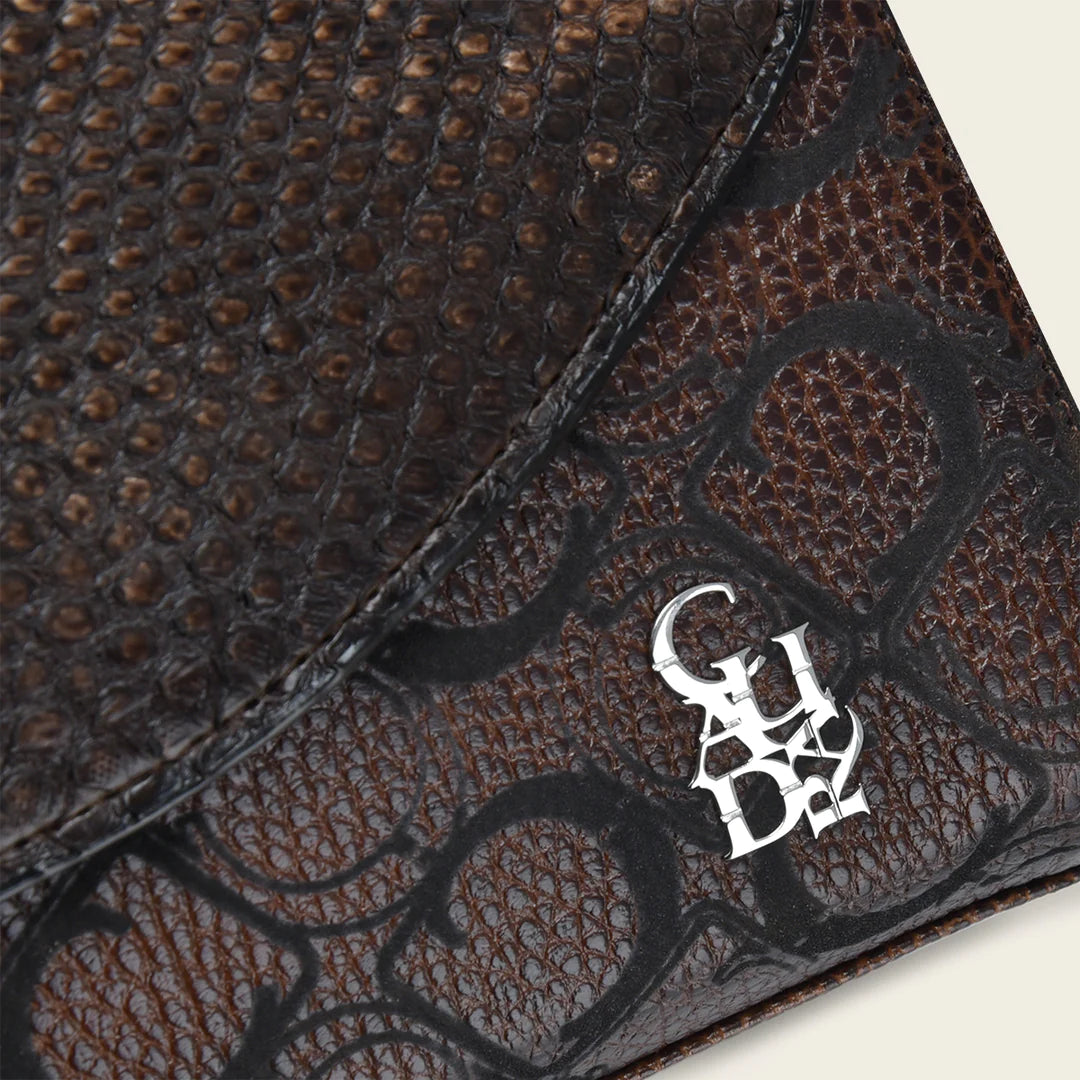 BOD95PH Fashionable Women's Chocolate Brown Python Print Tote Bag - Elegant Dressy Handbag for Work, Travel & Shopping