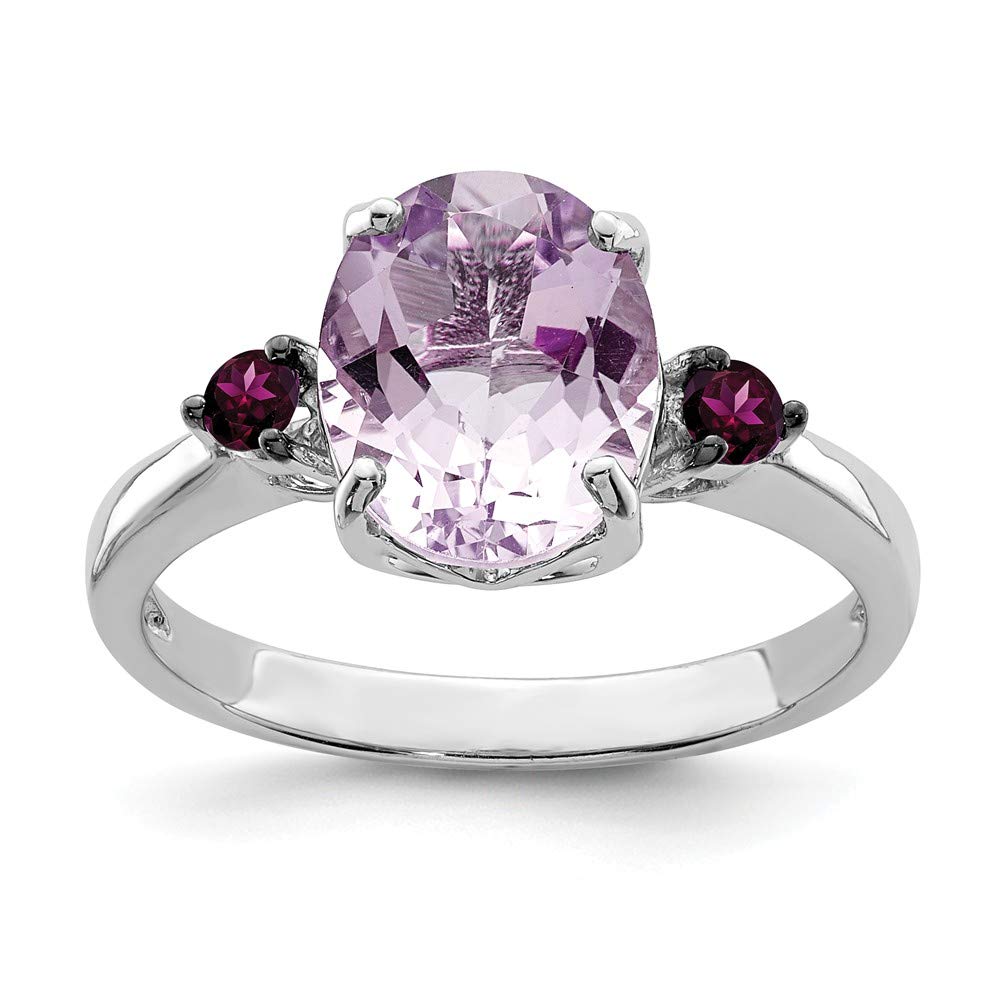 925 Sterling Silver Pink Quartz & Rhodolite Garnet Engagement Ring for Women - Elegant Promise Ring, Wedding Band, Anniversary Gift for Her