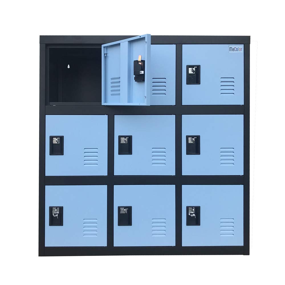 MECOLOR Metal Kids Locker for Girls - Blue Storage Cabinet for Bedroom & Playroom - Organize Clothes, Bags, Toys & Books - Includes W9D Padlock - Perfect for Home, School & Daycare Organization