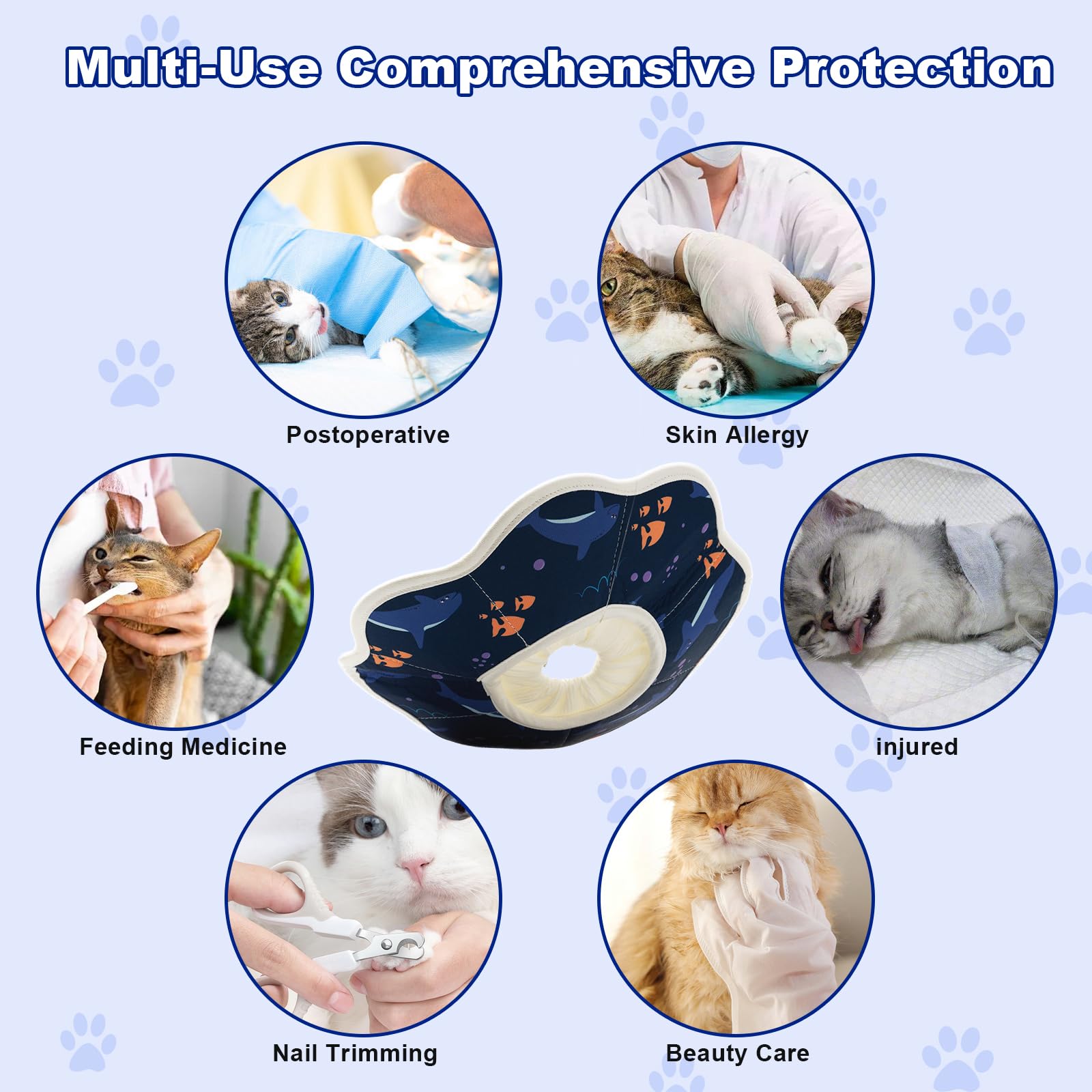 Soft Adjustable Cat Cone Collar - Waterproof Elizabethan Collar for Wound Healing Recovery | Lightweight Comfortable E-Collar for Cats & Small Puppies | Perfect for Post-Surgery, Spay/Neuter, and Skin Treatment Protection