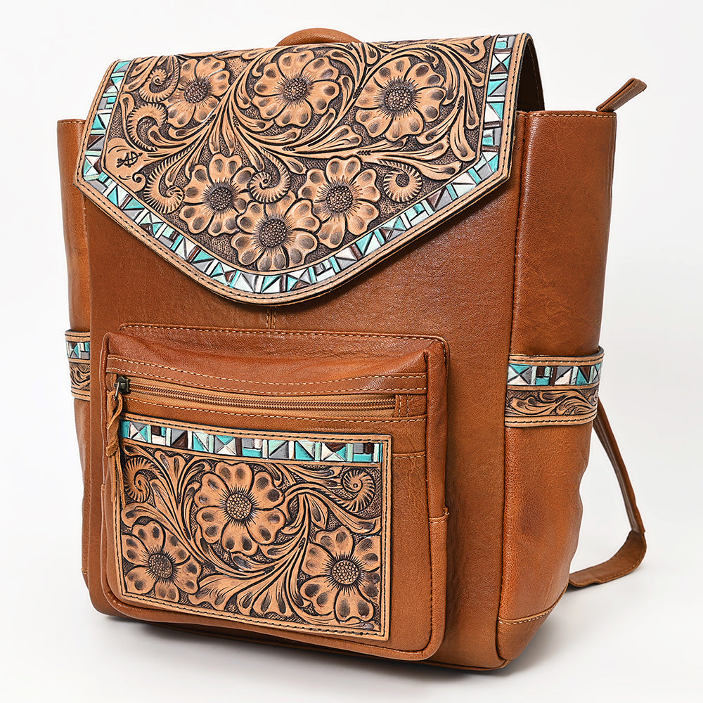 American Darling Genuine Leather Women's Backpack - Hand Tooled Western Style Purse for Travel, Work & Everyday Use