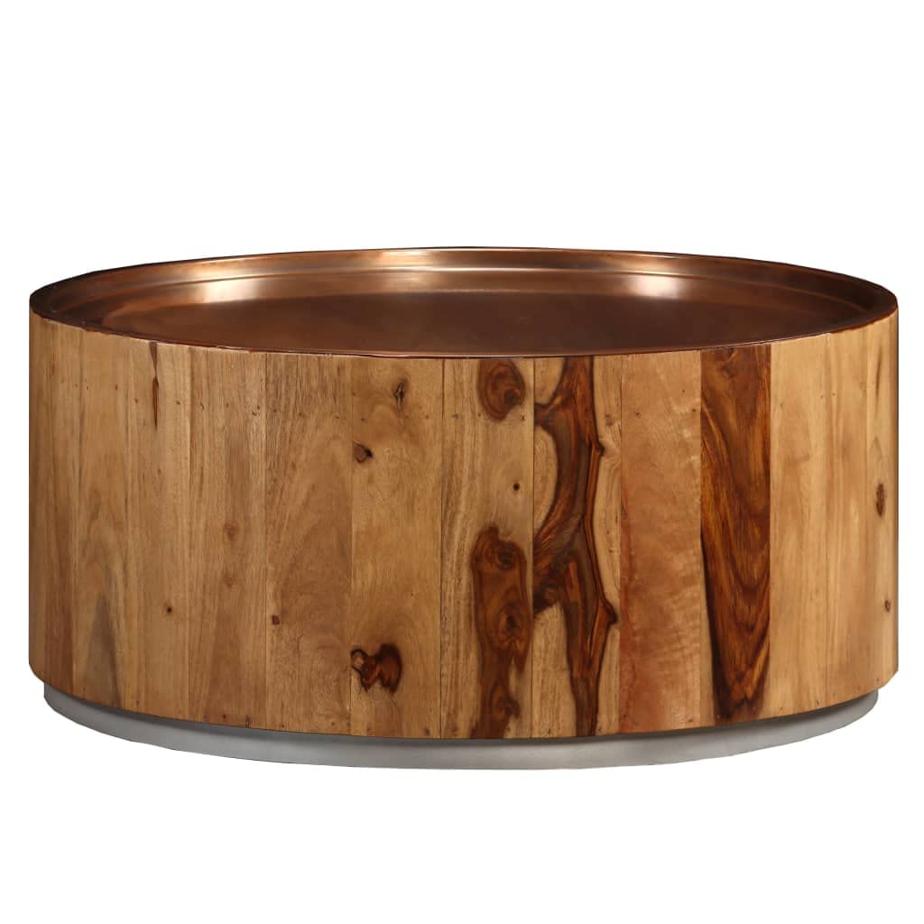 SKM Solid Sheesham Wood and Steel Coffee Table - 26.8
