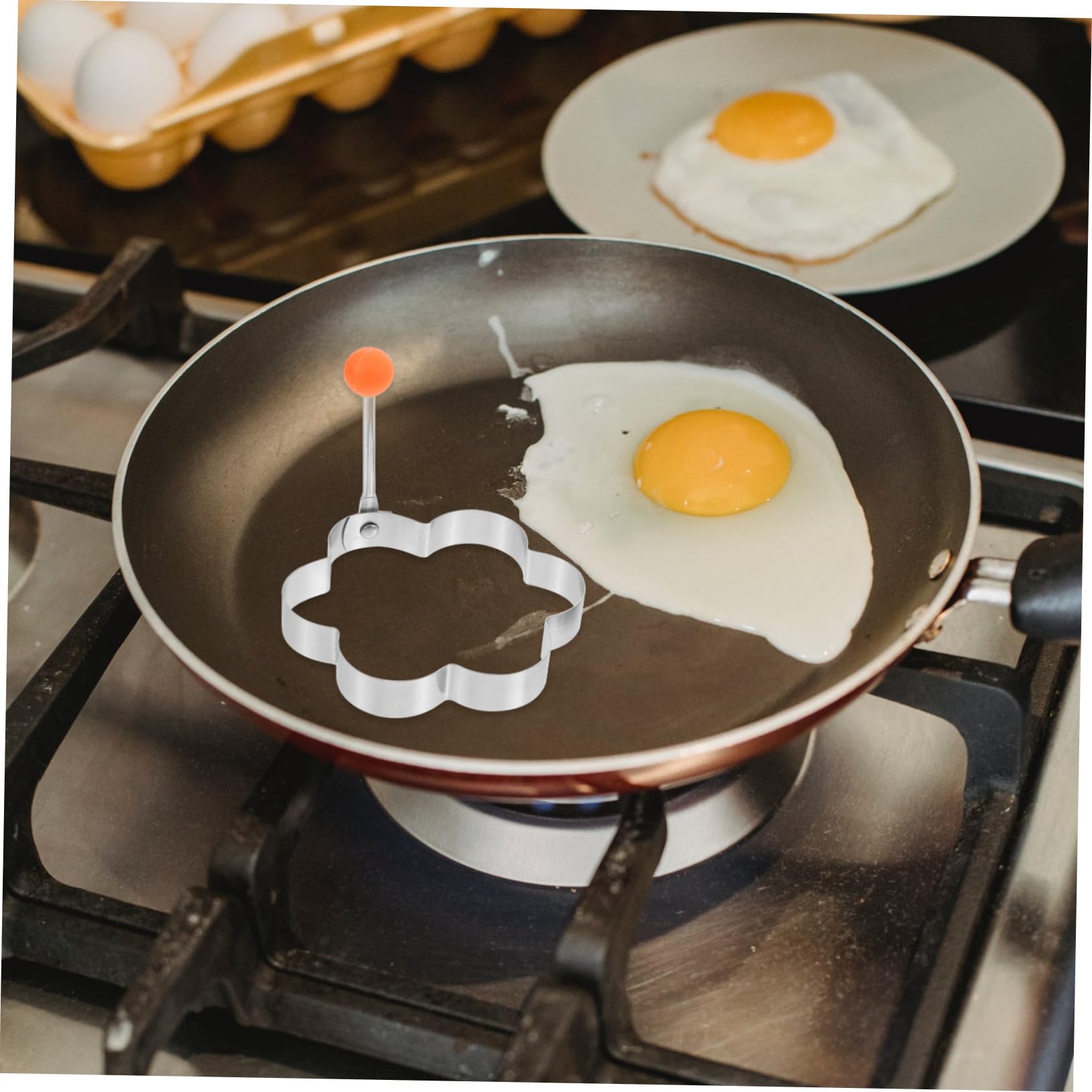 FOMIYES 4-Piece Stainless Steel Egg Ring Mold Set - Heart Shaped Egg Maker for Perfect Fried Eggs, Pancakes & Resin Crafts | Ideal for Breakfast, Baking & DIY Projects