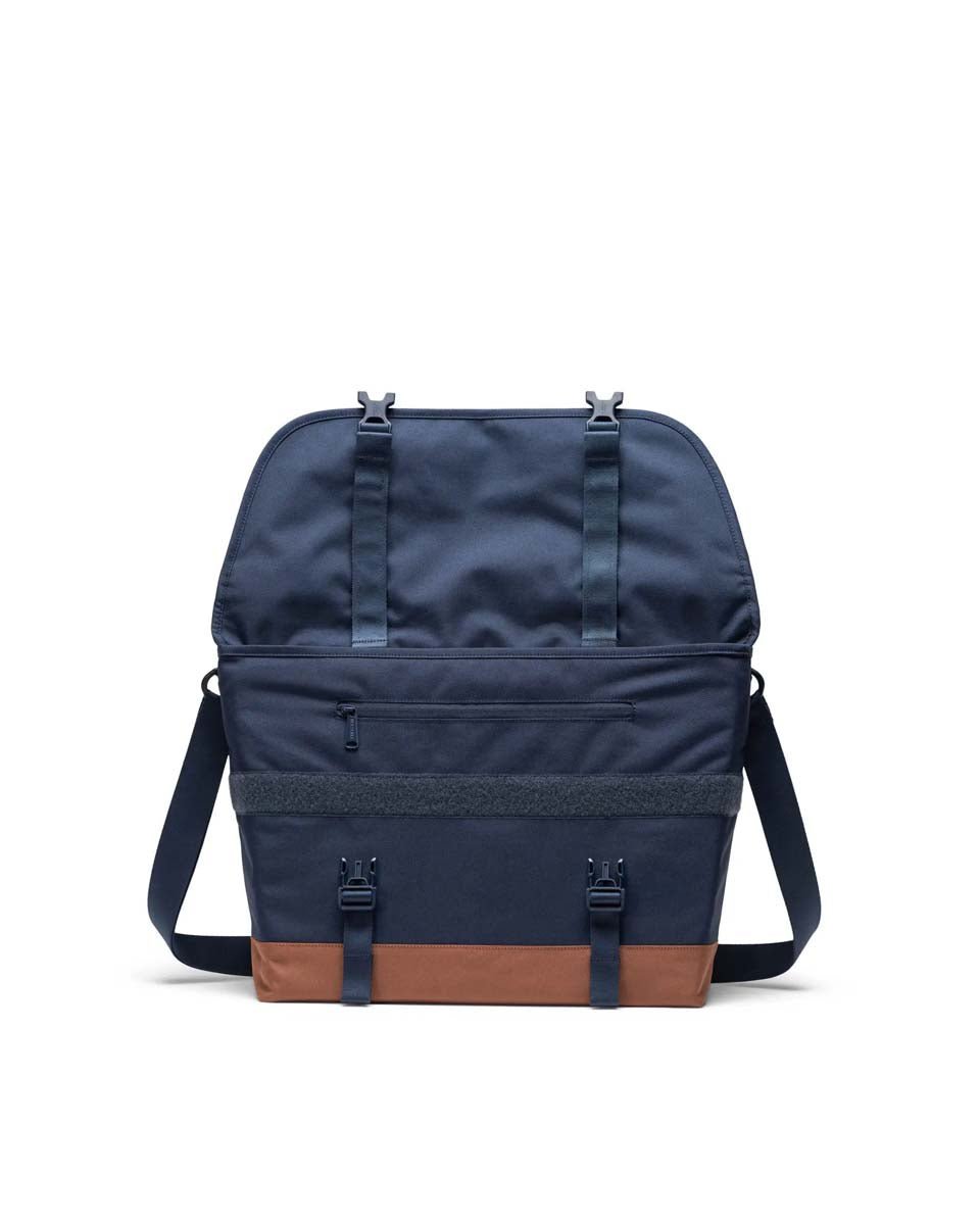 Herschel Cove Messenger Bag for Men & Women - Navy/Saddle Brown Crossbody Bag - Perfect for Travel, Work & Daily Commute