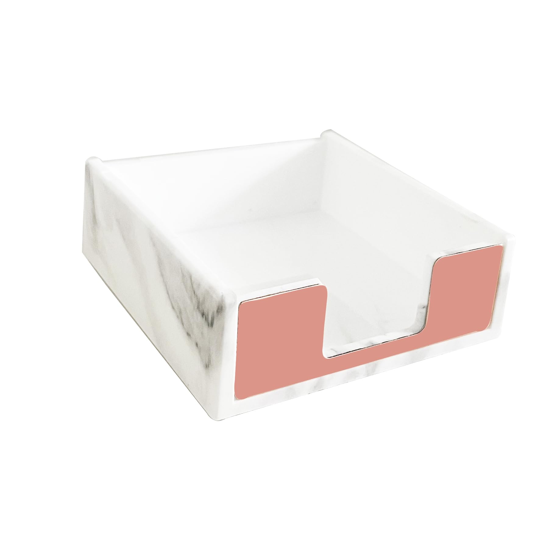 Marble White Sticky Notes Holder - 3x3 Memo Pad Organizer with Storage Tray for Office Desk | Perfect for Home Office, School & Work Organization