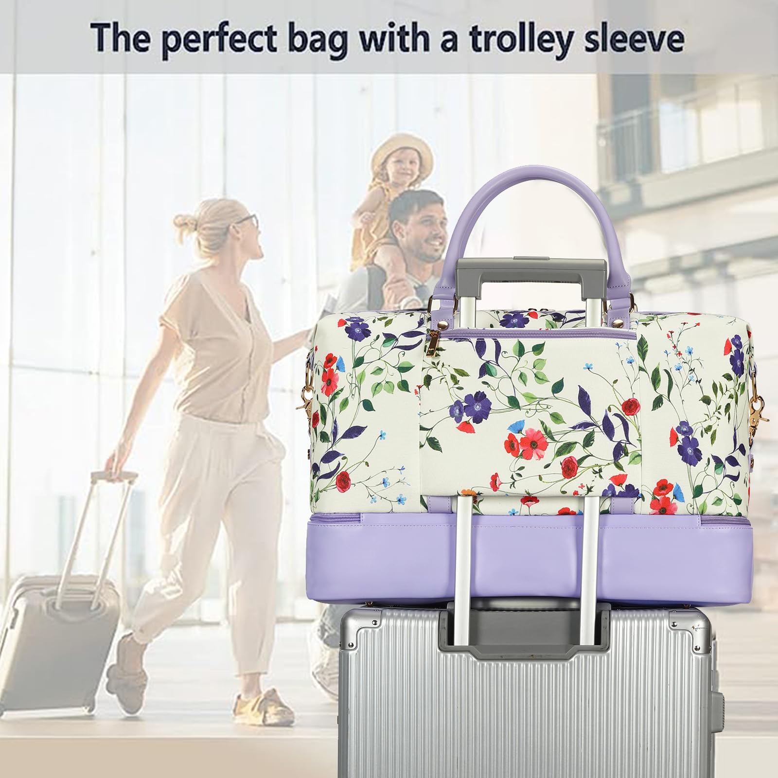 Bluboon Oversized Travel Duffel Bag with Shoe Compartment - Perfect Weekender for Women & Men