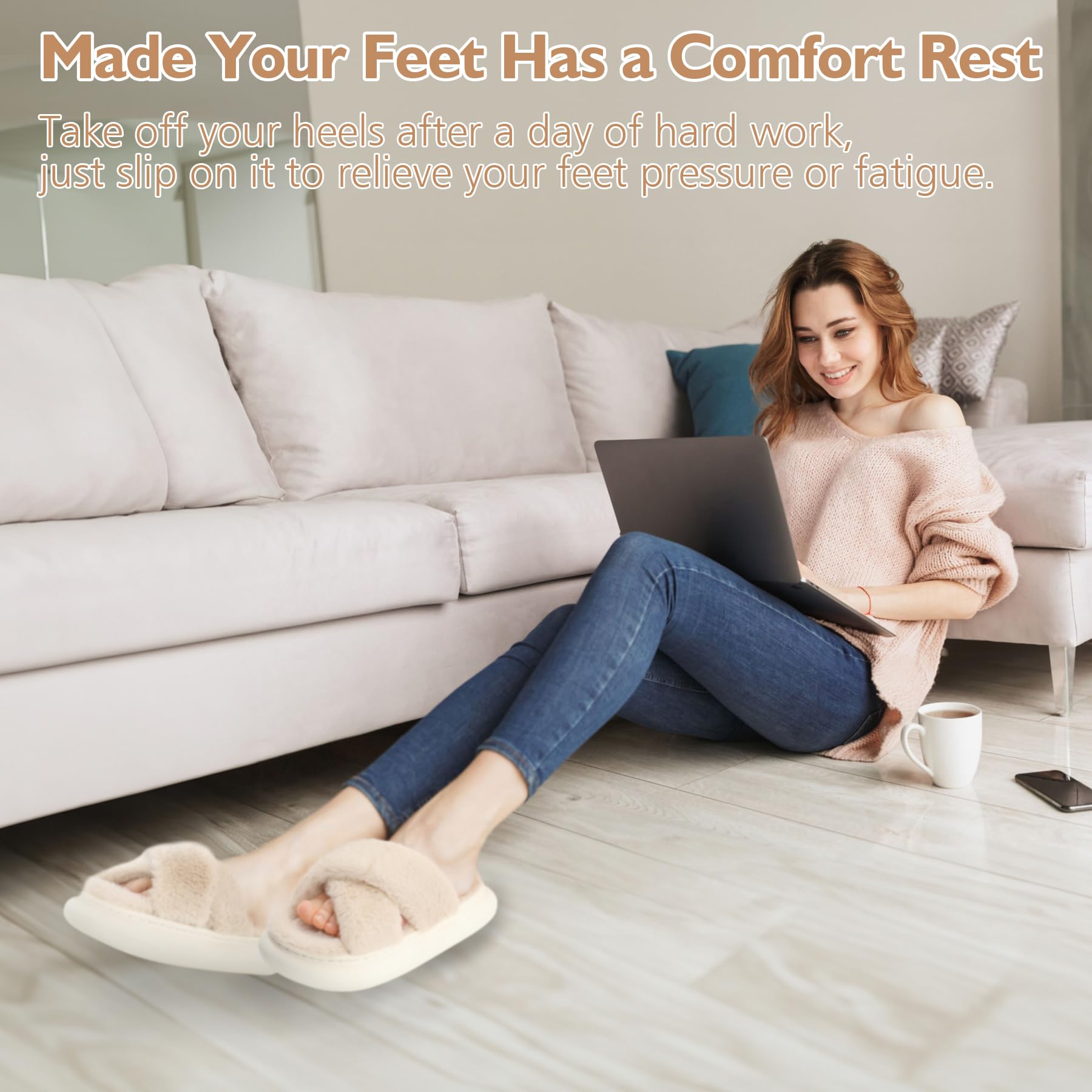 Women's Fuzzy House Slippers - Soft Indoor Platform Slippers with Fluffy Lining for Women | Cozy Home Wear, Lounge Comfort, Winter Warmth