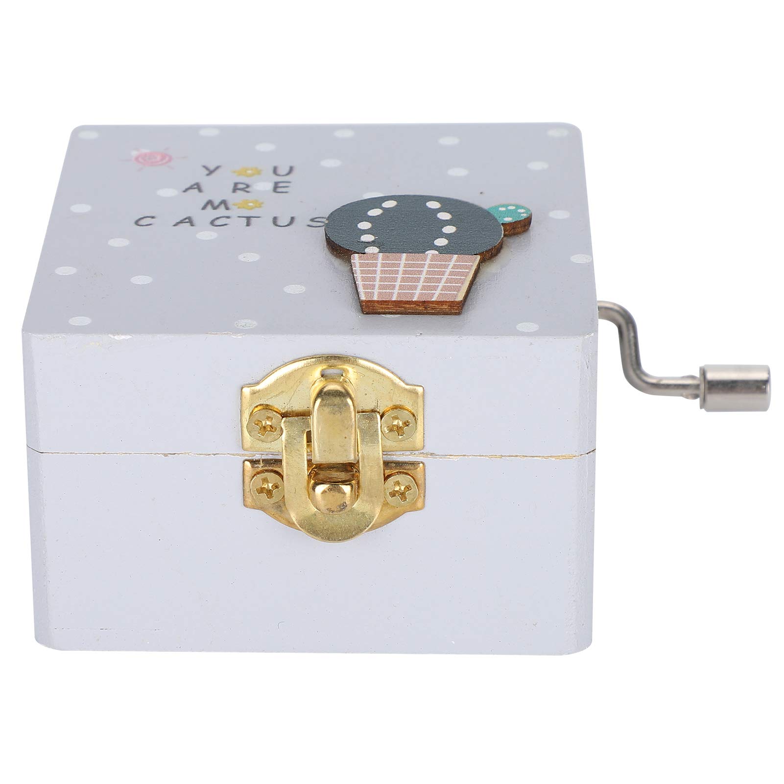 Sixx Wooden Music Box - Portable Hand Crank Music Box with Compact Design for Students & Travel - Light Gray | Perfect for Gifts, Home Decor & Relaxation