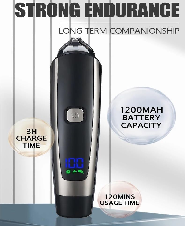 Professional Electric Hair Clippers for Men - Cordless Rechargeable Beard Trimmer, Nose & Ear Hair Trimmer, Barber Grooming Kit with Multiple Guards - Perfect for Home Haircuts, Beard Shaping & Personal Grooming (Waterproof, Black) - Great for Travel, Gym & Daily Use