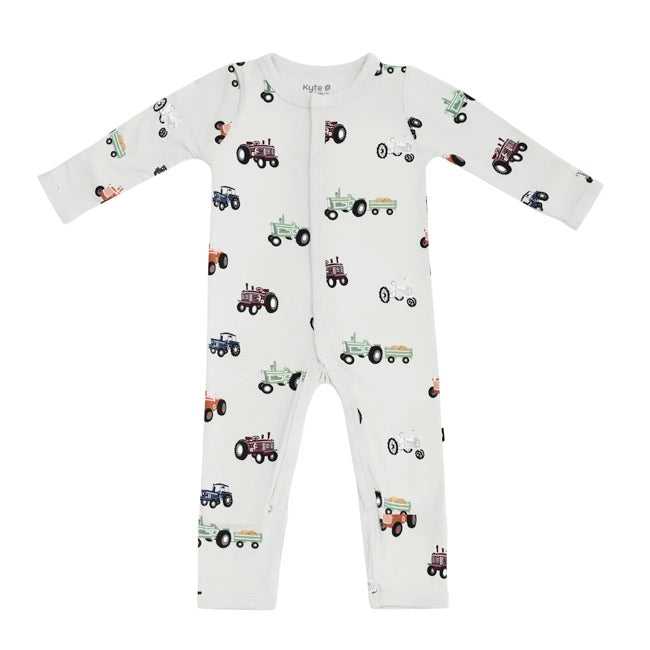 Kyte Baby Printed Snap Romper - Soft Cotton Baby Jumpsuit with Tractor Design | Perfect for Playtime, Daycare & Photo Shoots