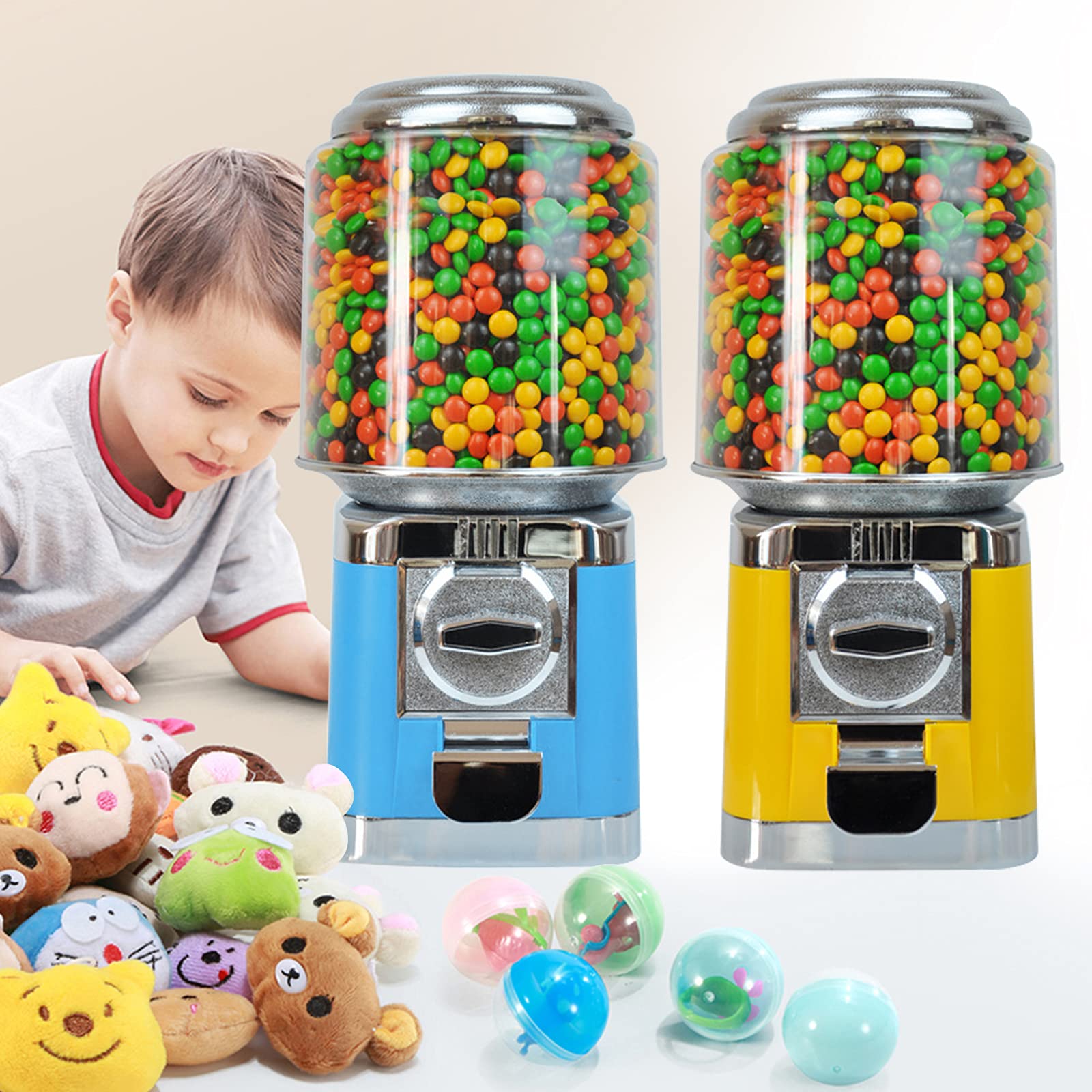LOYALHEARTDY 25 Cent Coin Operated Gumball Machine - Automatic Candy Vending Machine for Home, Office, Arcade & Gaming Stores - Fun Blue Retro Candy Dispenser for Parties, Events & Retail Business