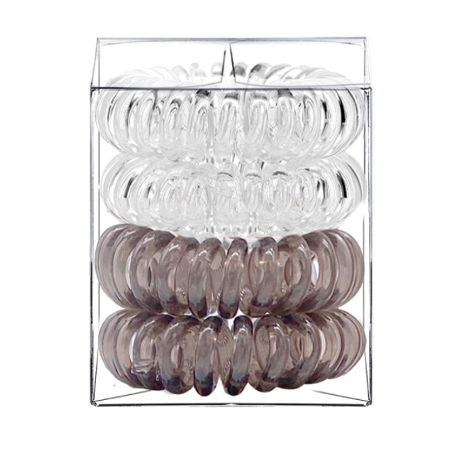 Spiral Hair Ties No Crease - 4 Pack Coil Ponytail Holders for Women | Soft Telephone Wire Hair Bands for Tight & Stylish Hairstyles | Perfect for Workouts, Office, and Everyday Use (Mixed Colors)