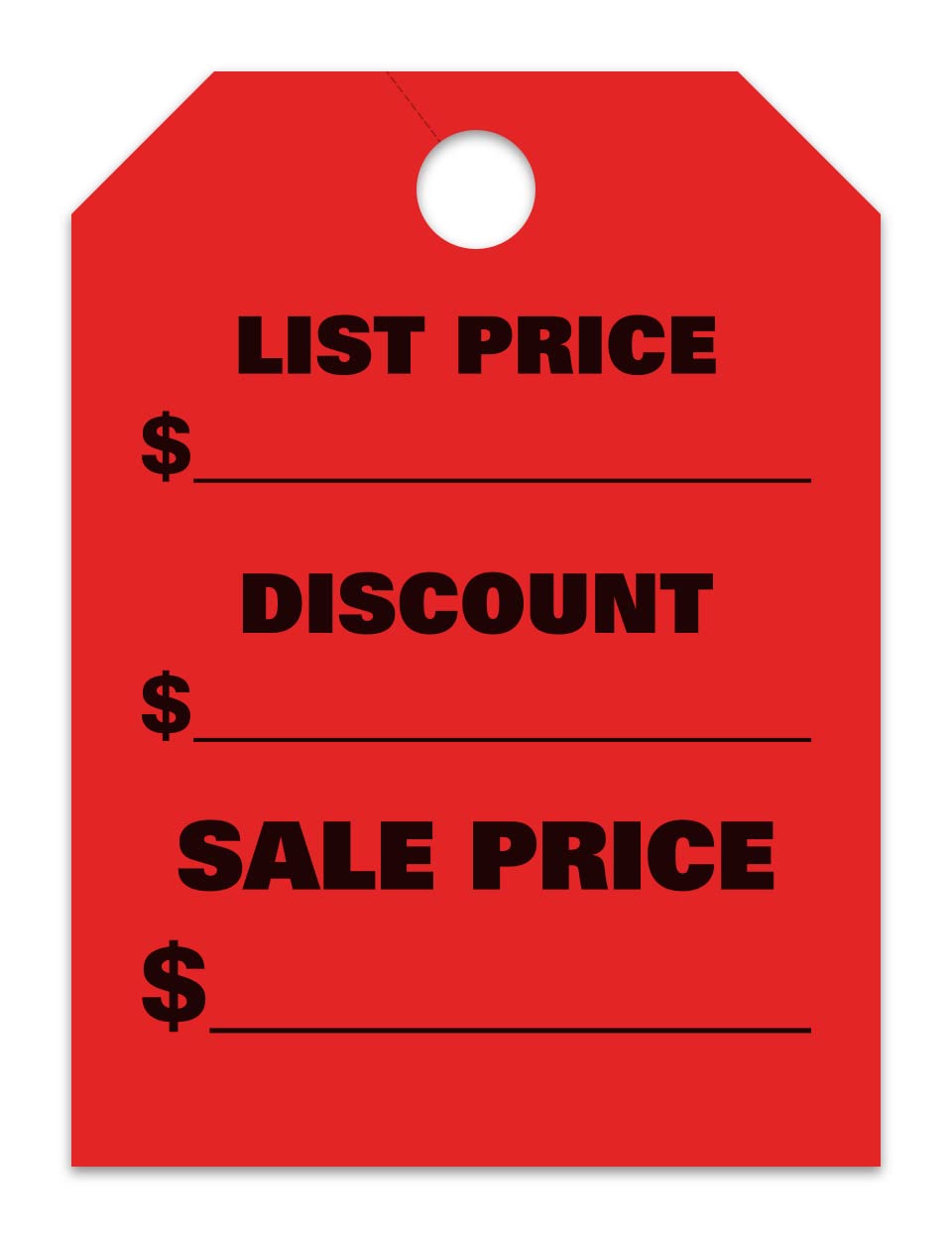 Jumbo Mirror Hang Tags - 50 Pack (Fluorescent Red, Retail Price) - Perfect for Retail Stores, Boutiques & Clearance Sales