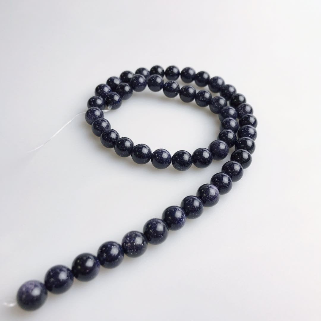 Blue Sand Goldstone Smooth Round Beads 4mm 6mm 8mm 10mm 15.5 Inch Strand - DIY Jewelry Making, Bracelet & Necklace Crafting Supplies for Beaders and Artists