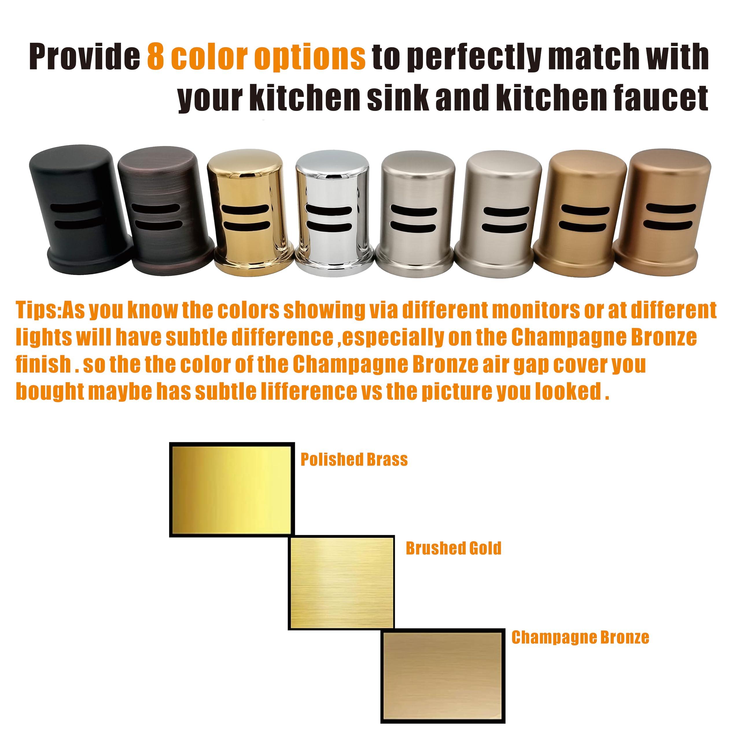 Premium Dishwasher Air Gap Kit - Solid Brass Air Gap Cover & Matching Escutcheon in Champagne Bronze Finish | Durable Replacement for Dishwasher Air Gap Systems | Perfect for Kitchen Remodeling & Plumbing Upgrades