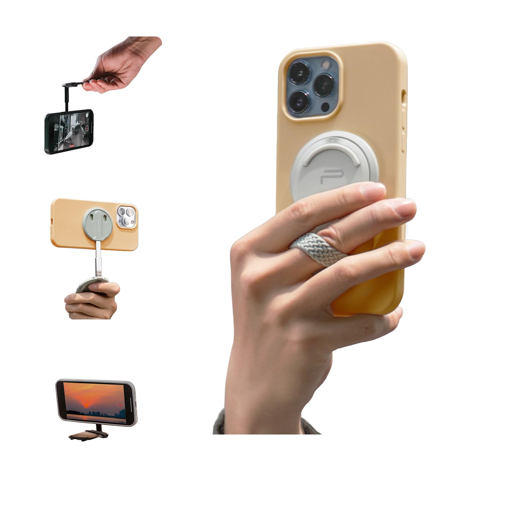 PGYTECH MagFlex Magnetic Phone Stand - Adjustable Angle Desktop Holder with Strong Magnets, Compatible with MagSafe & iPhone Cases - Perfect for Photography, Video Calls & Hands-Free Viewing