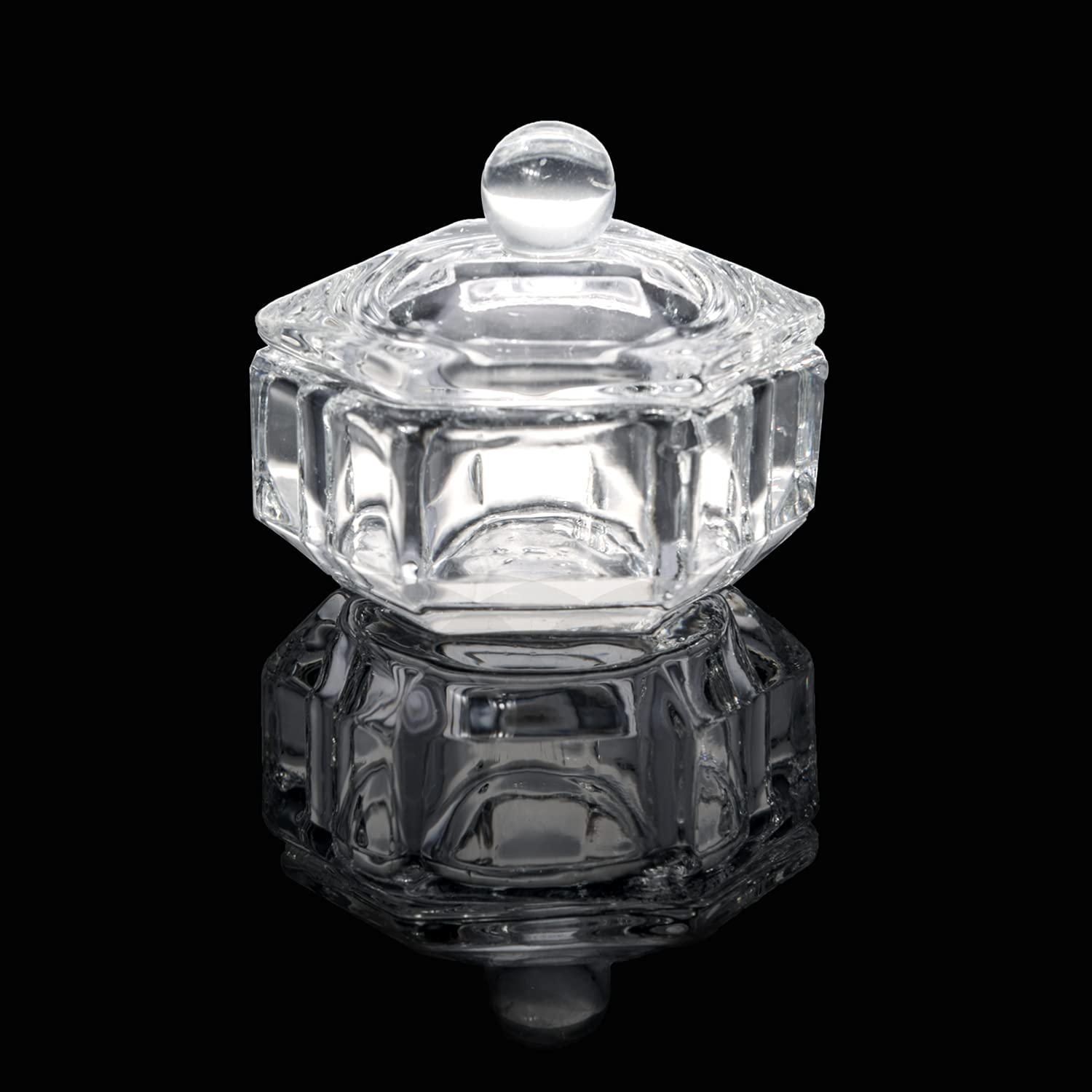 Euvoym 1 Pack Acrylic Liquid Glass Crystal Bowl - Small Dappen Dish with Lid for Nail Art Powder - Perfect for Nail Salon, DIY Manicure & Nail Extension Accessories
