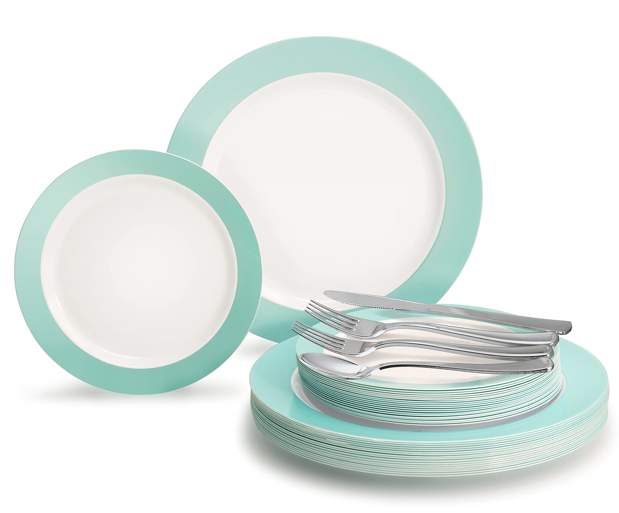 720-Piece Wedding Disposable Plastic Plate & Silverware Set (120 Guests) - 10.5